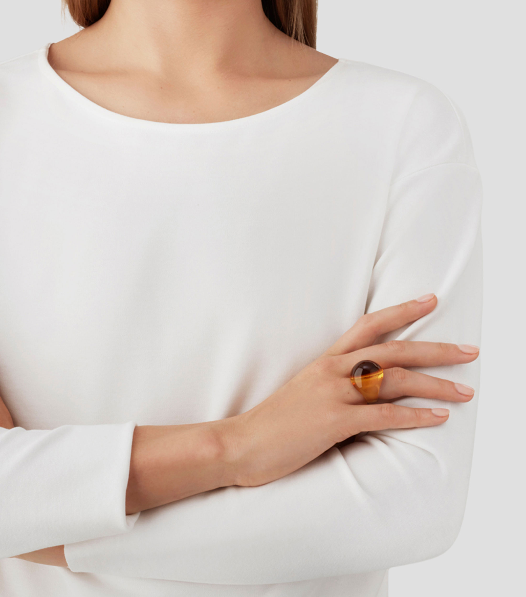 Anillo Cabuchón ámbar Mujer talla 59