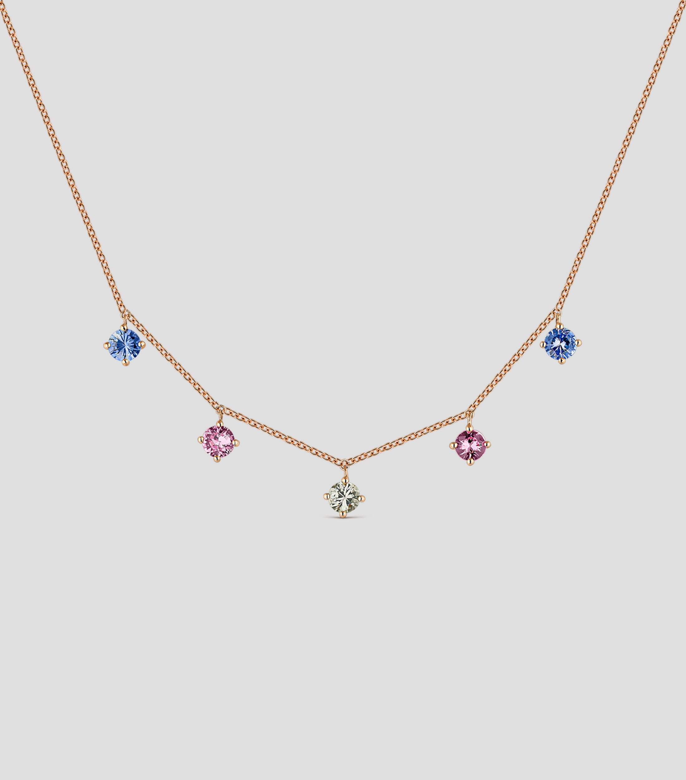 Collar en oro rosa de 18 kilates con zafiros Mujer