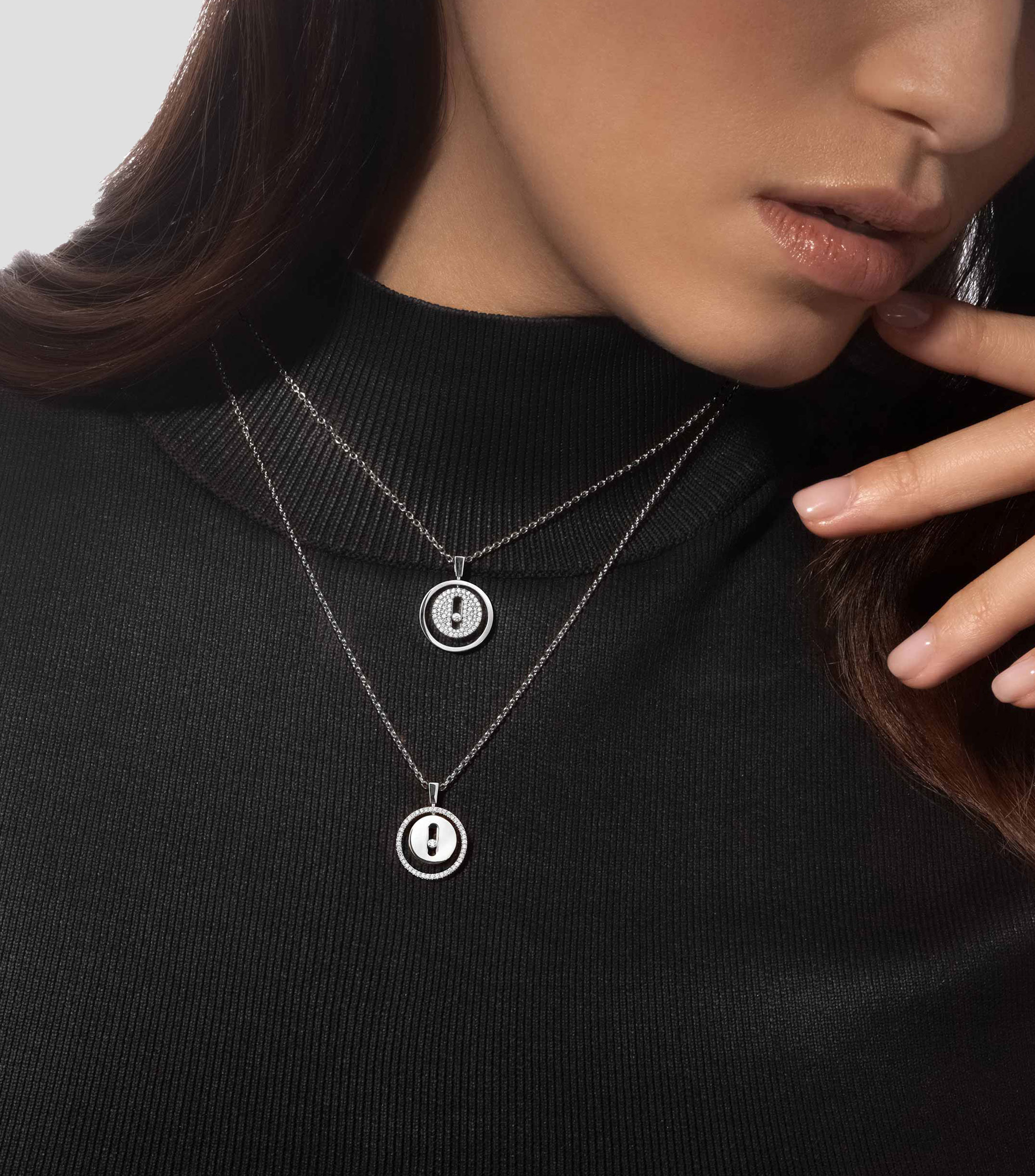 Collar en oro blanco de 18 kilates Lucky Move Mujer