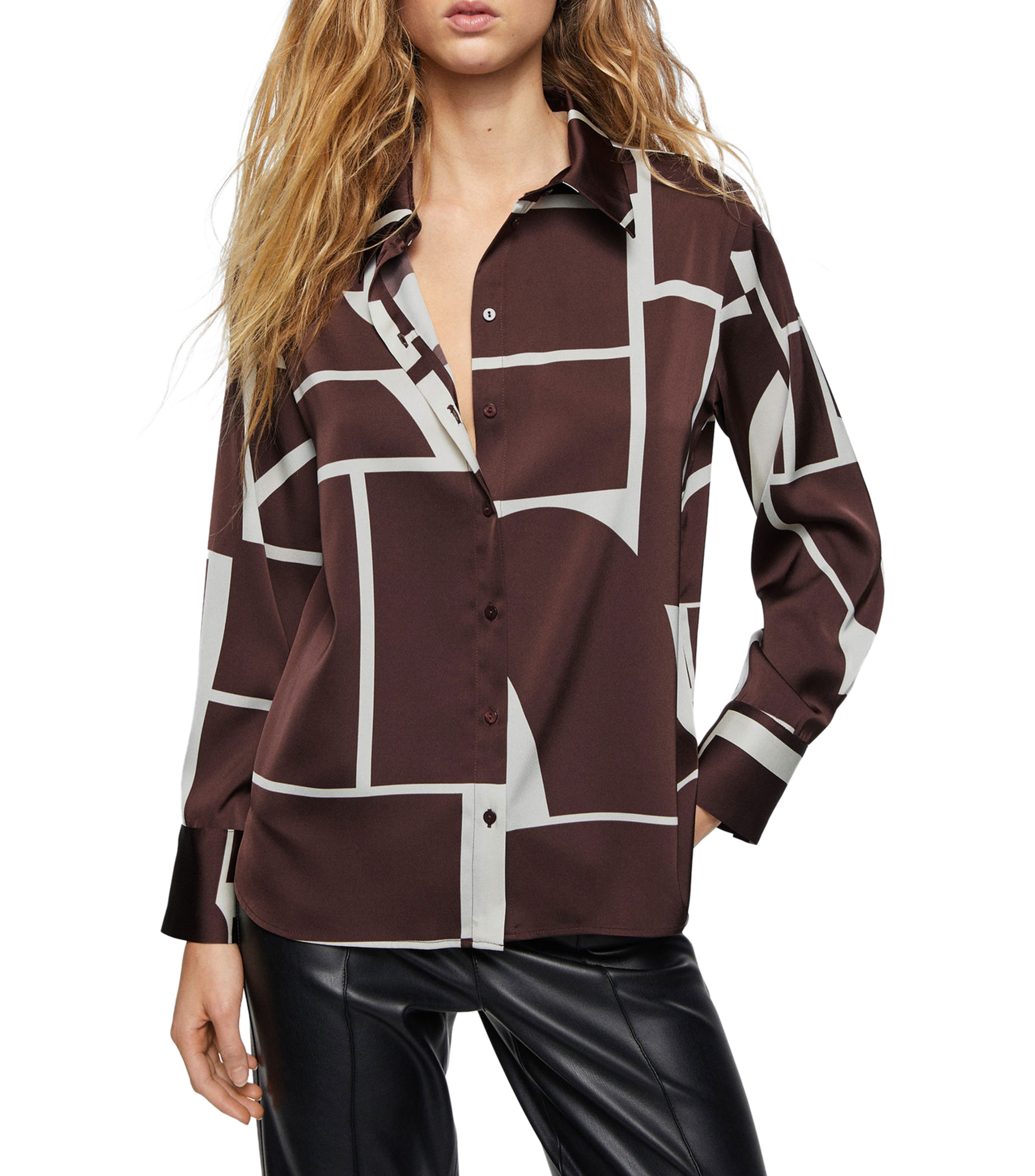 Mango: Camisa con estampado geométrico manga larga Mujer El