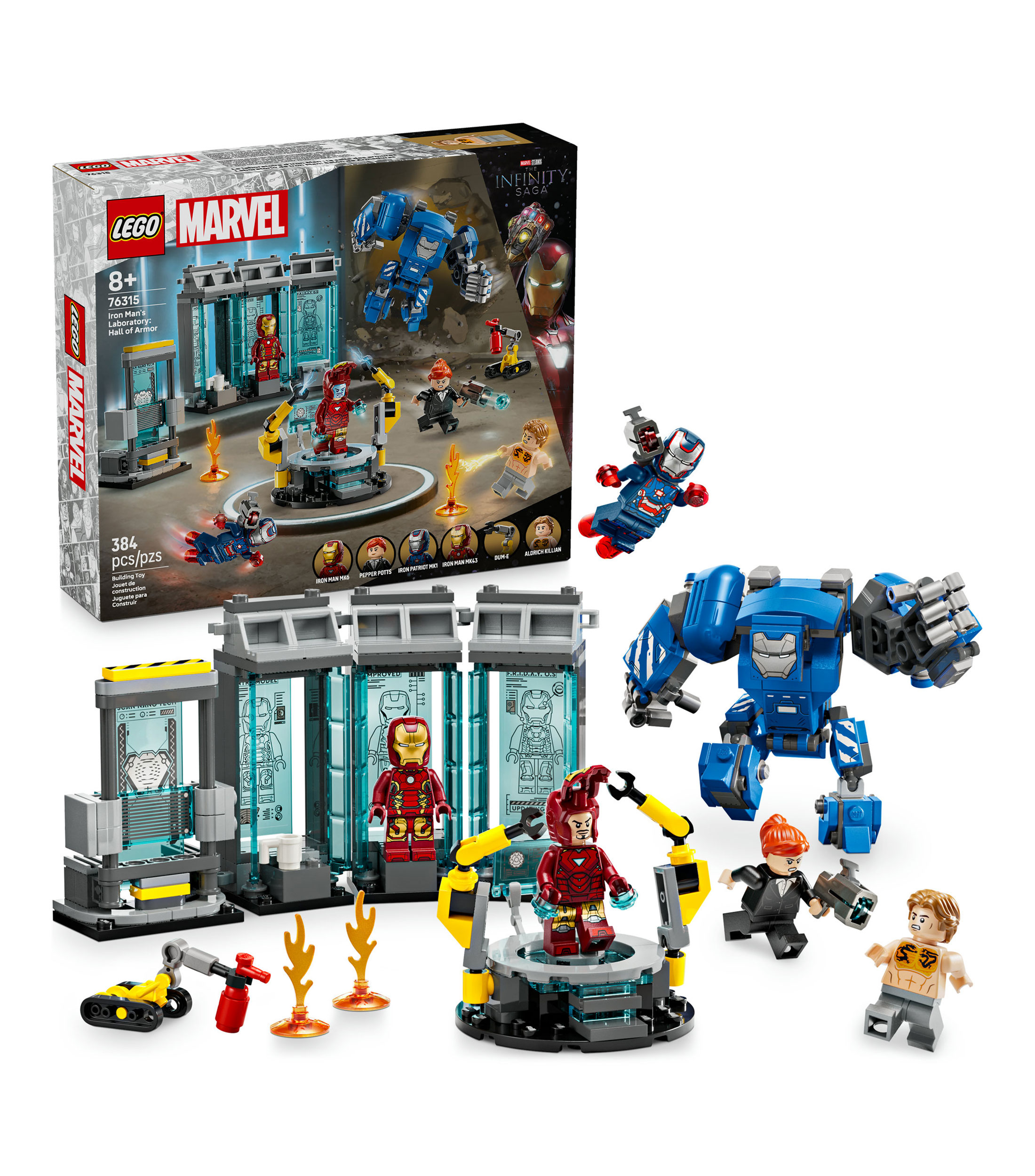 Lego Marvel Laboratorio de Iron Man Salón de Armaduras 76315
