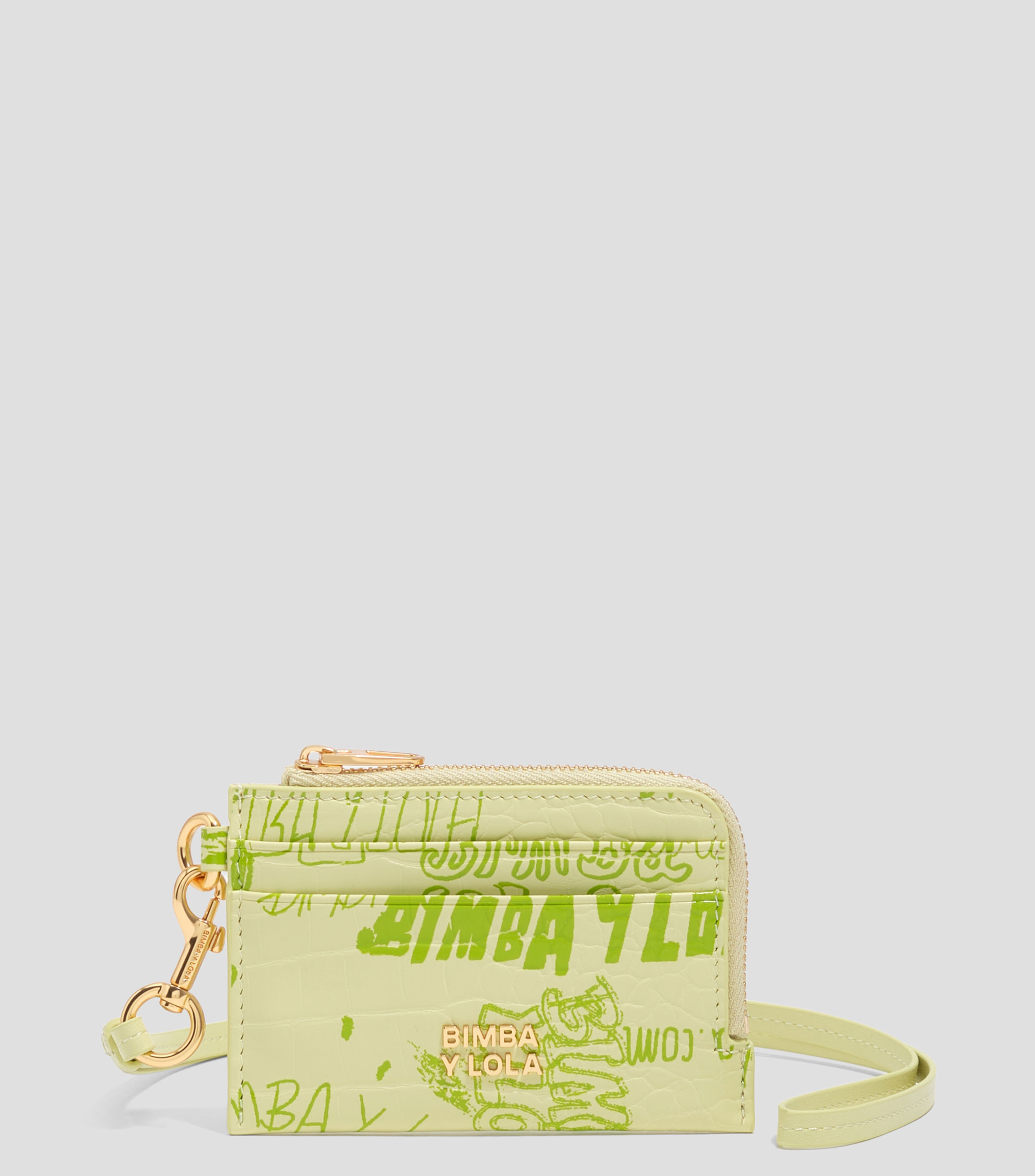 Monedero tarjetero textura brillo print Bimba logos verde pastel verde Mujer