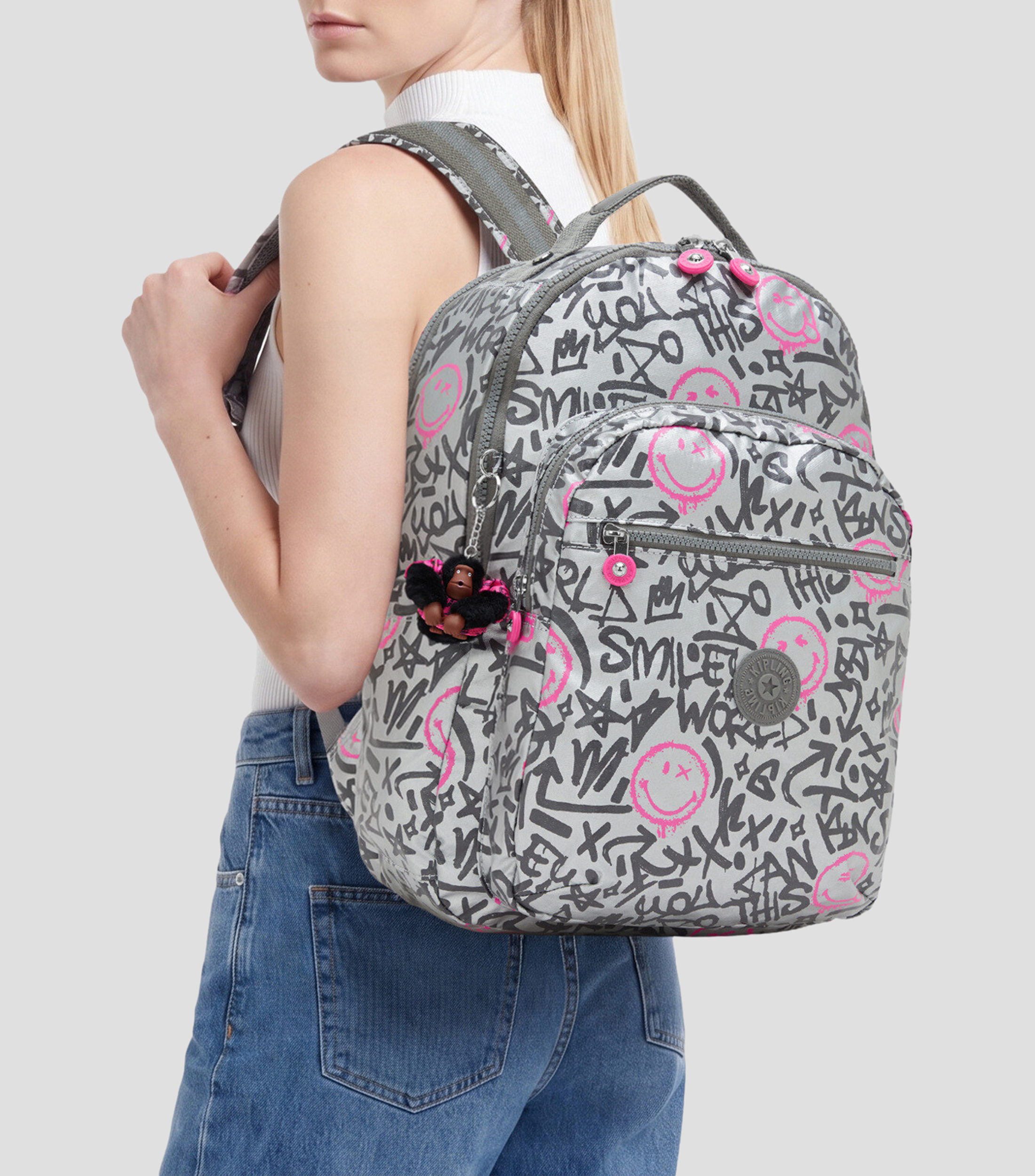 Mochila escolar Seoul Lap Happy Silver Niña