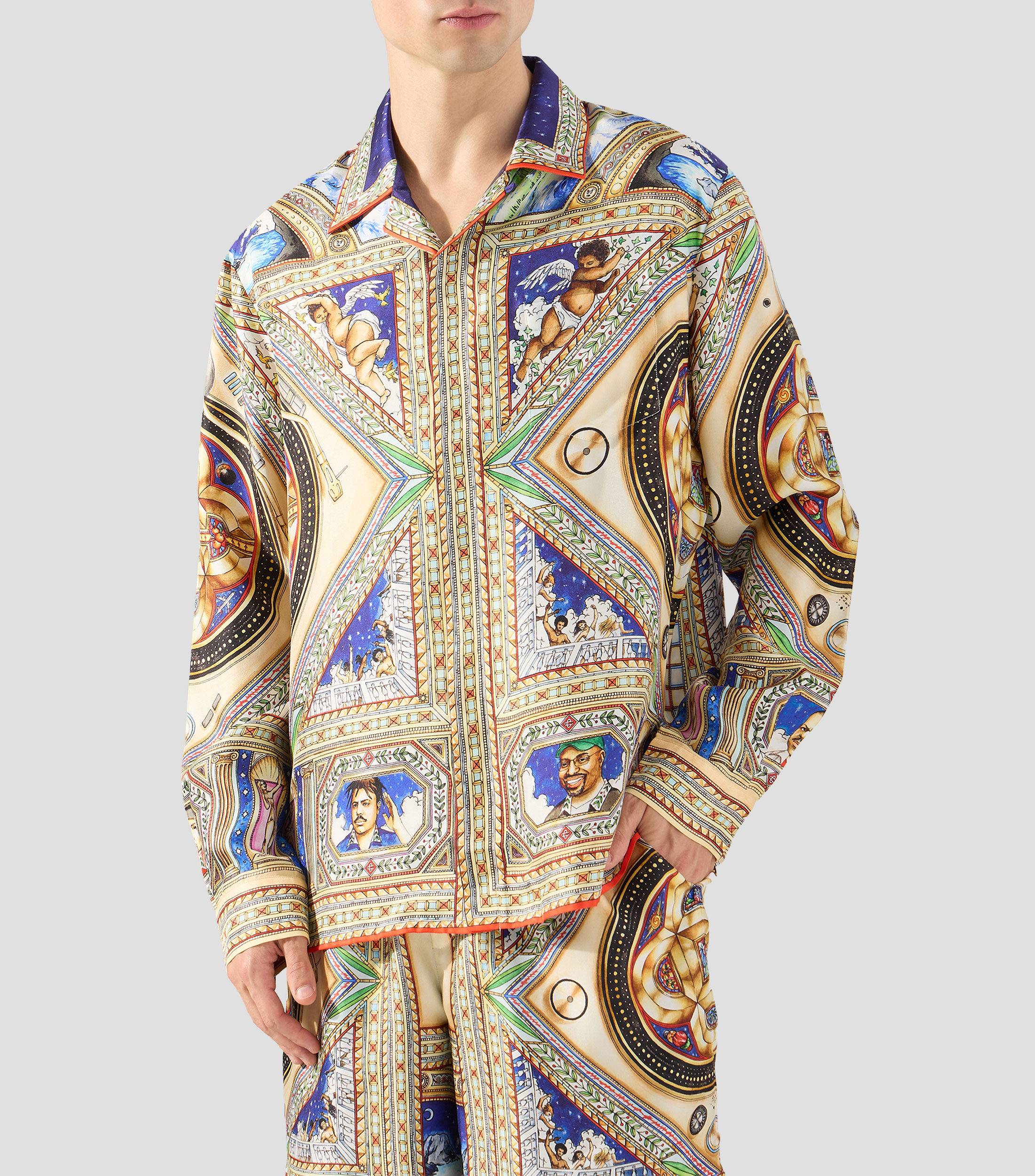Camisa estampada con manga larga Hombre