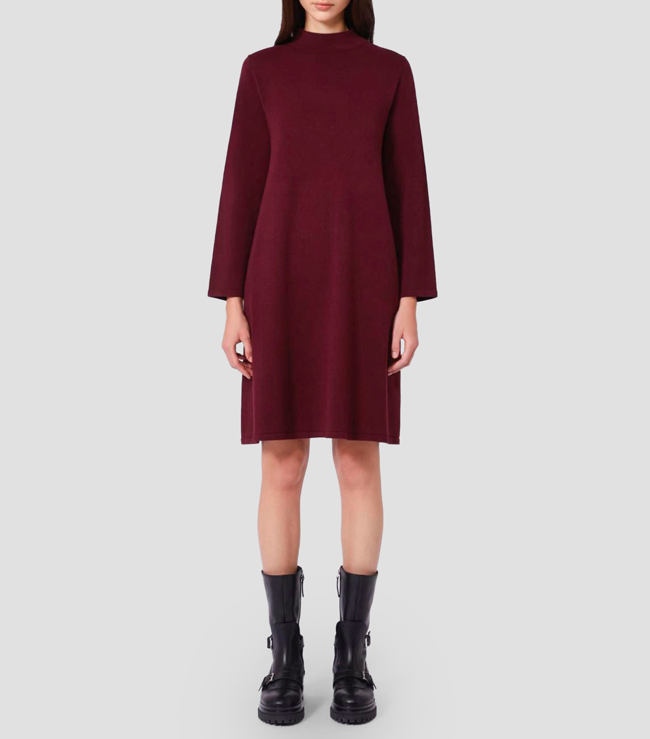 Vestido midi manga larga liso Mujer