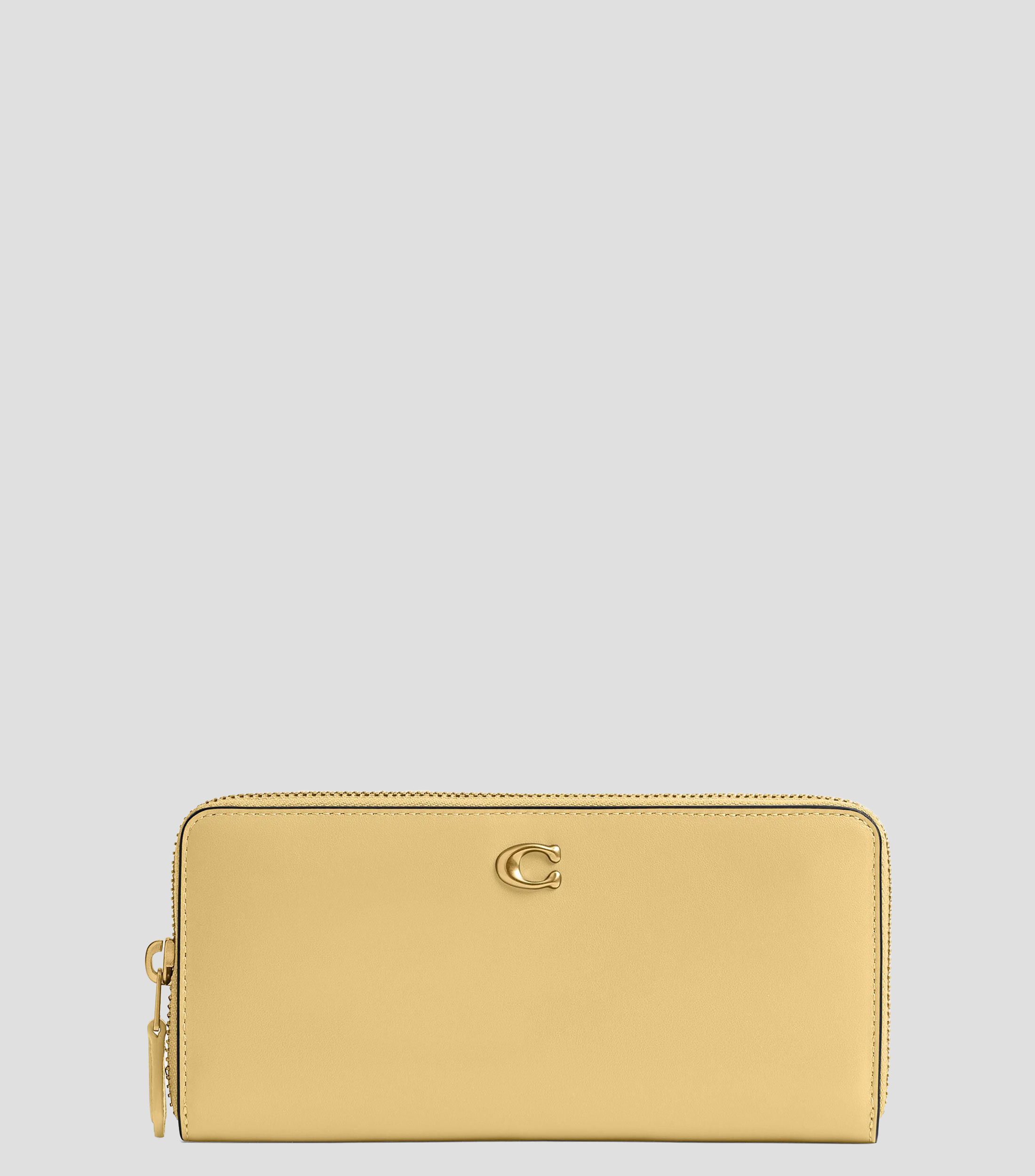 Cartera en cuero Slim Accordion Zip lisa Mujer