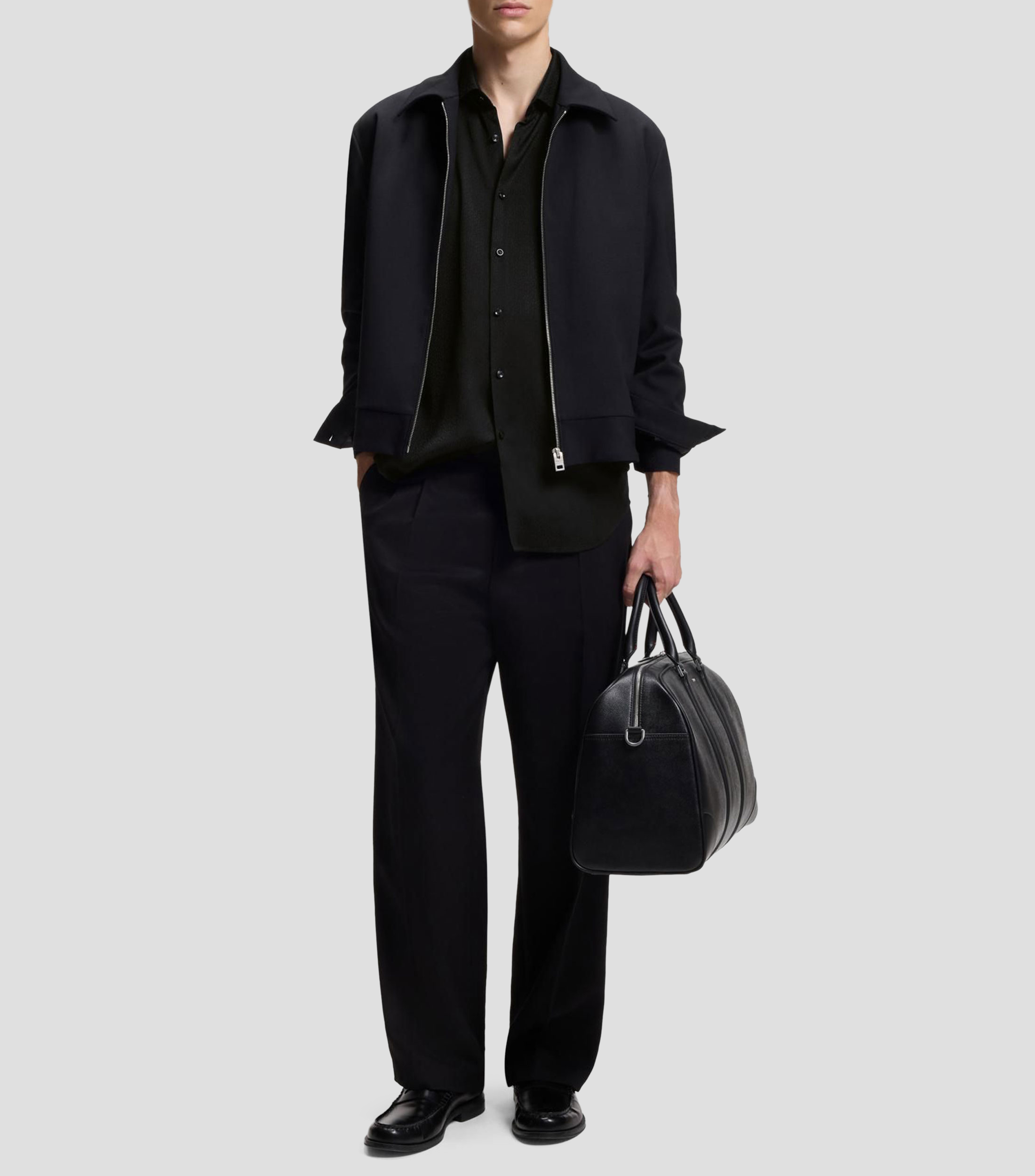 Camisa business slim fit en suave tejido lavado en prenda Hombre