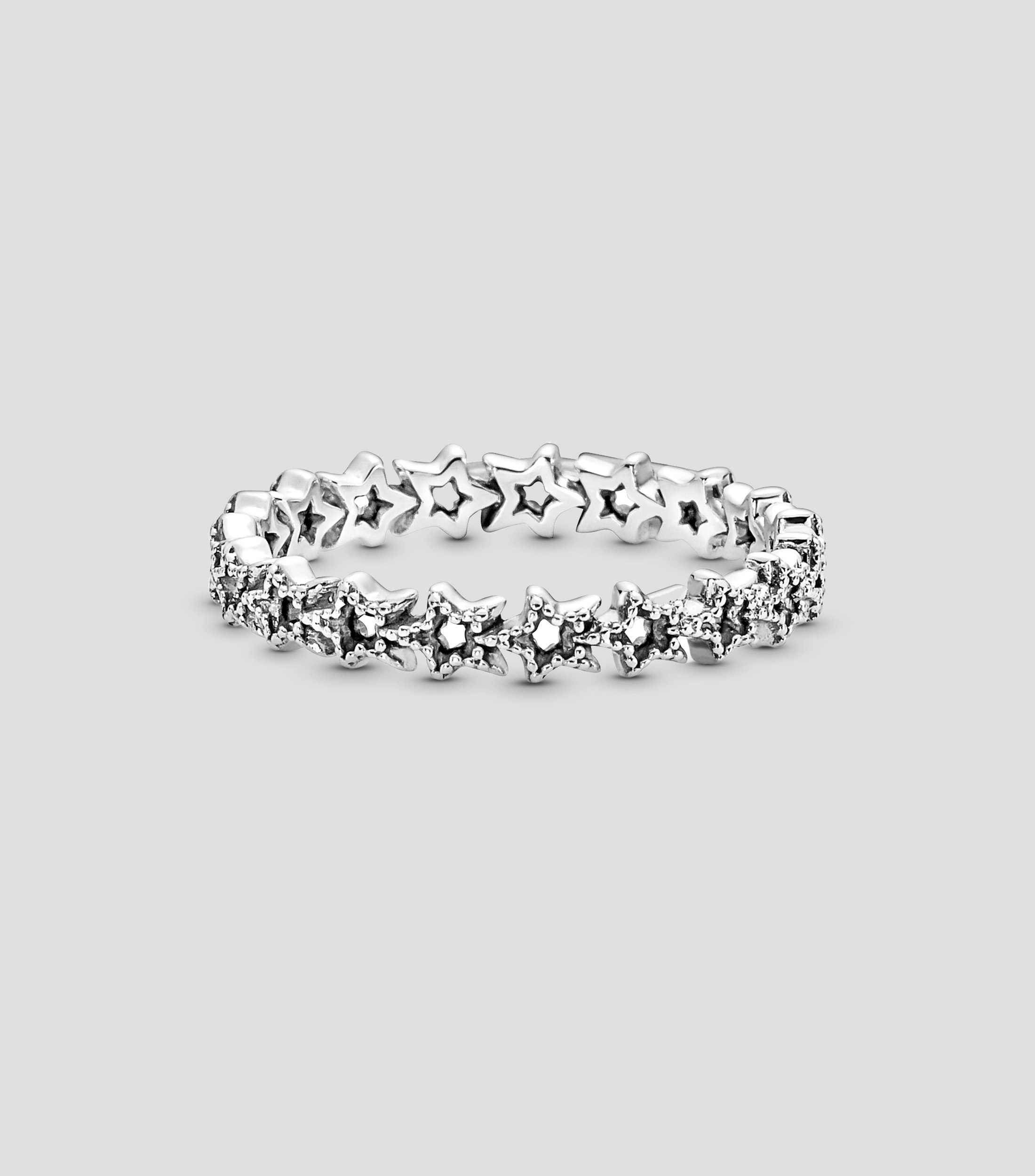 Anillo en Plata .925 Banda de Estrellas Asimétricas Mujer