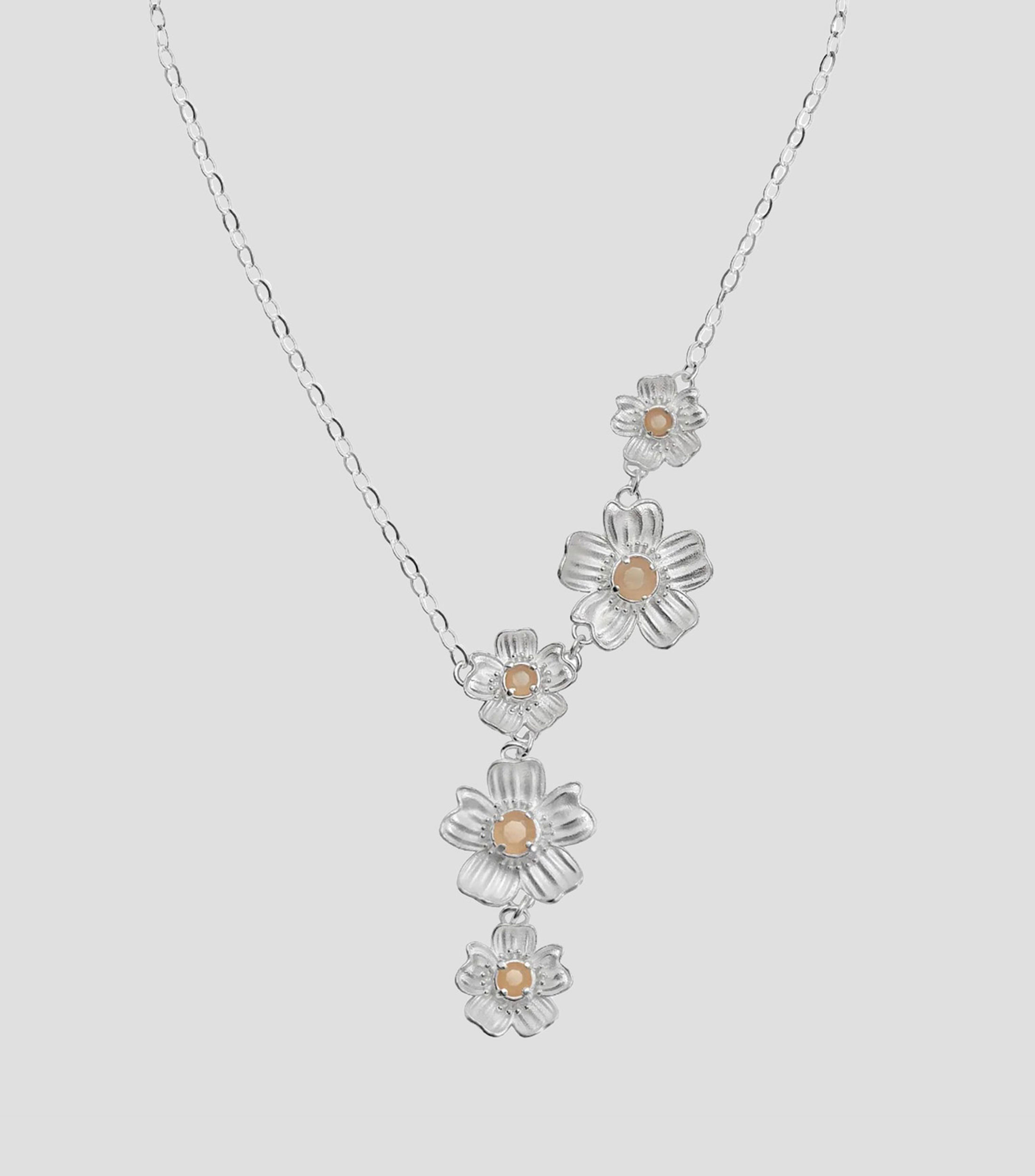 Collar en plata .925 con flores y cristal Mujer