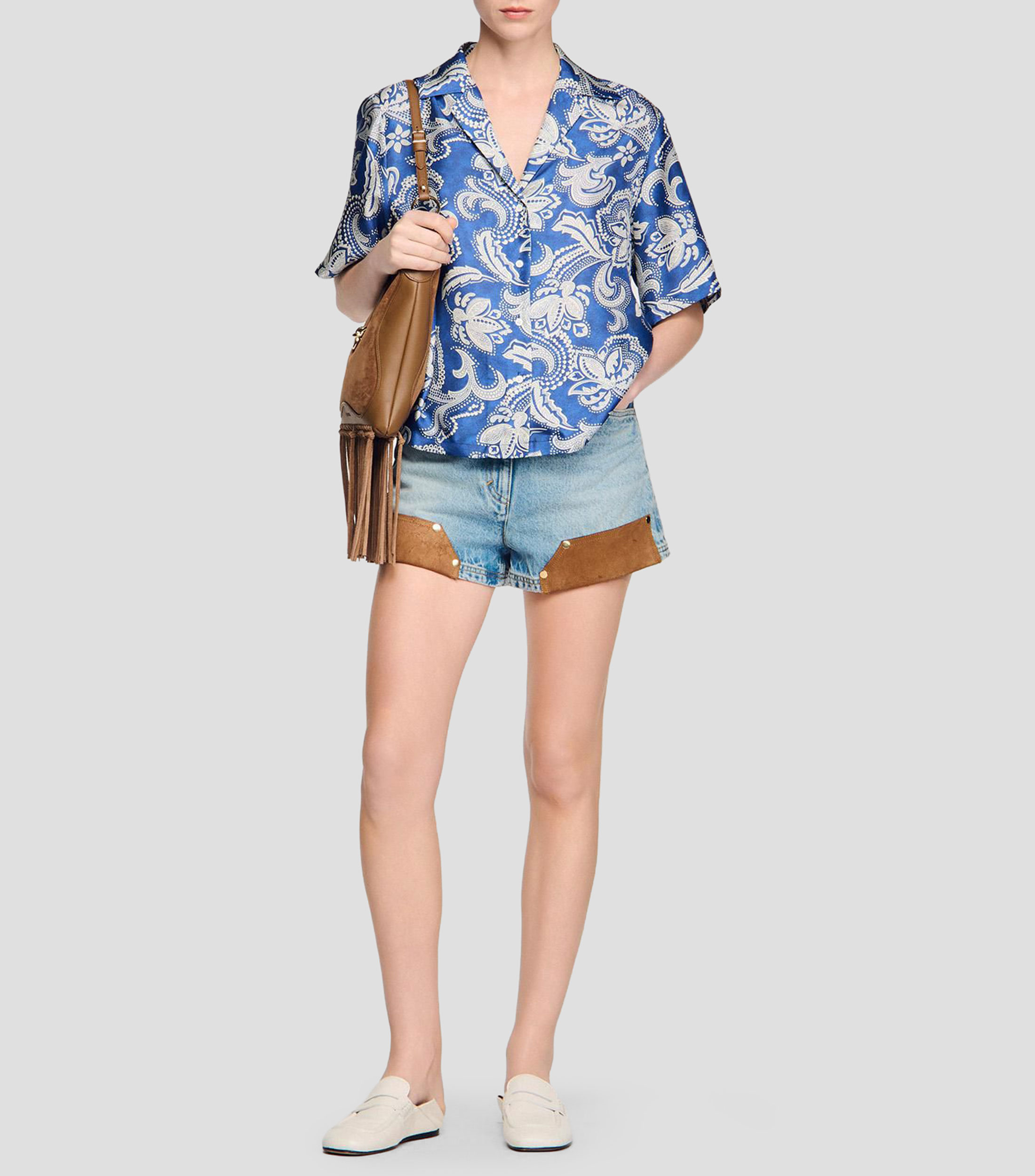 Camisa estampada de manga corta Mujer