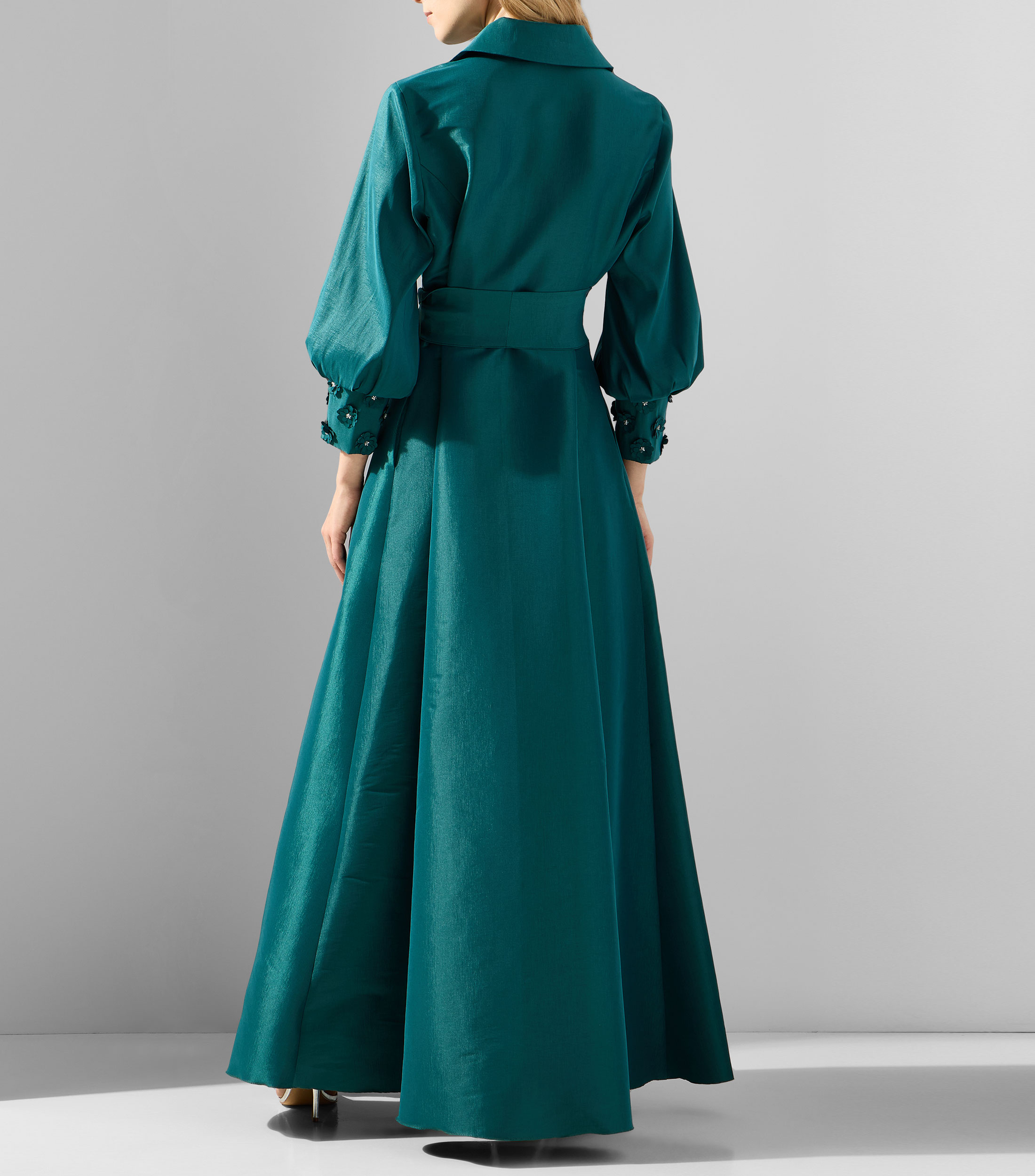 Vestido maxi manga 3/4 liso Mujer