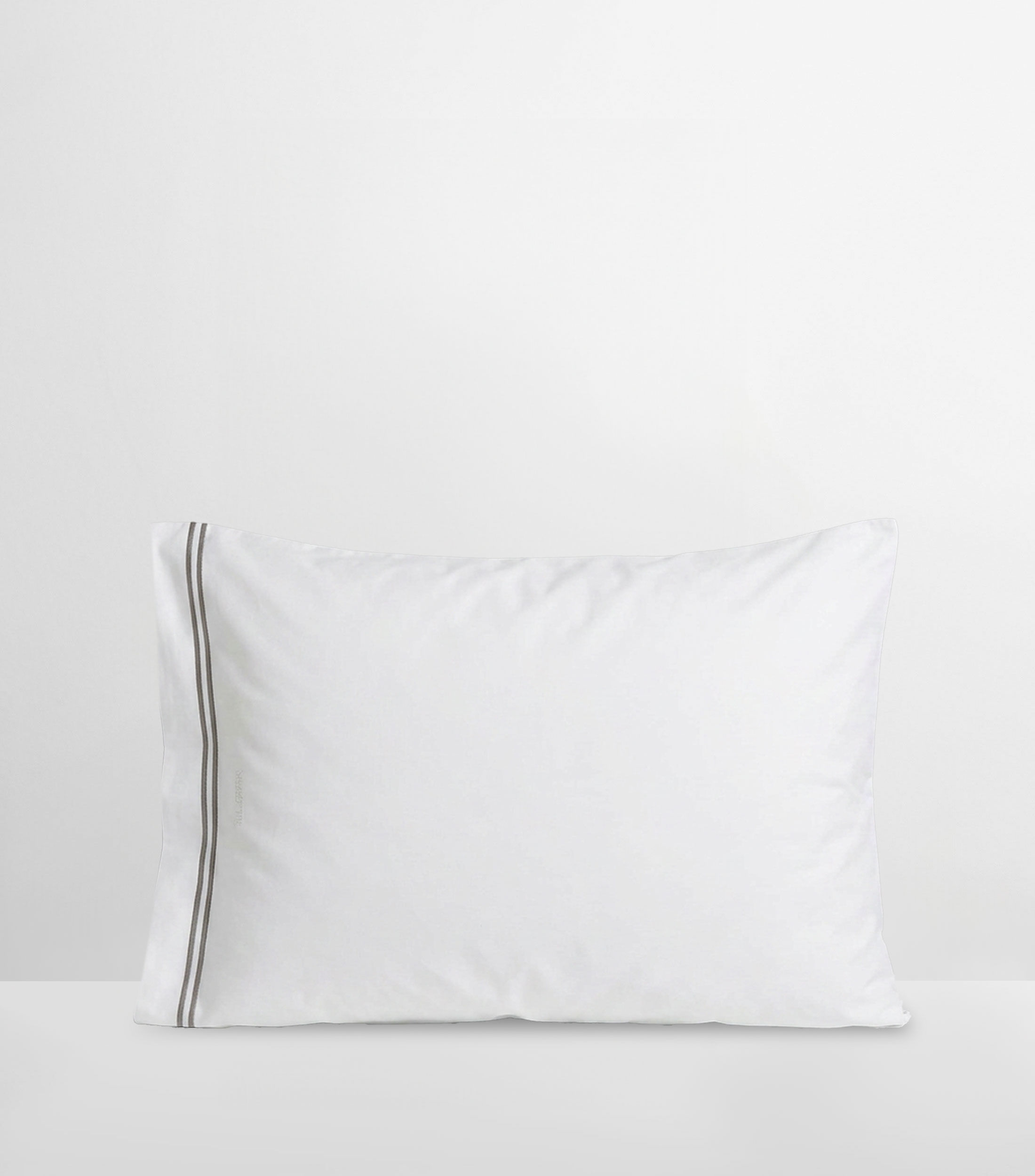 Funda para almohada estándar en algodón Classic blanca con gris
