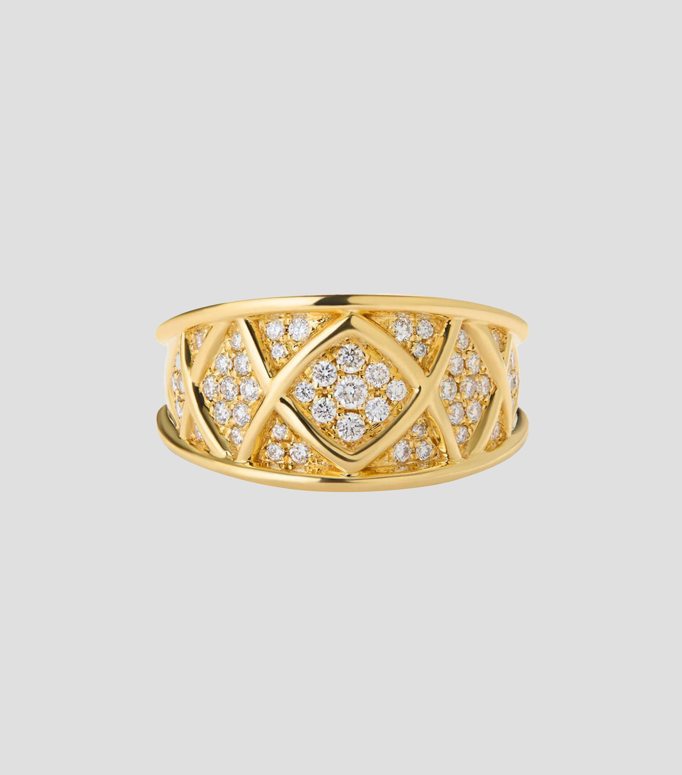 Anillo en Oro amarillo de 18 Kilates Aspa con diamantes Mujer