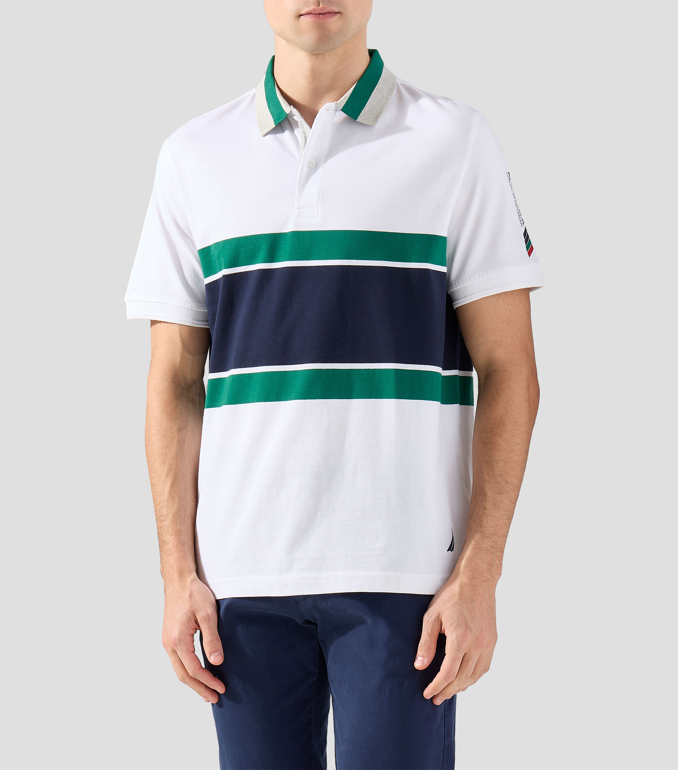 Playera tipo polo con manga corta con rayas Hombre