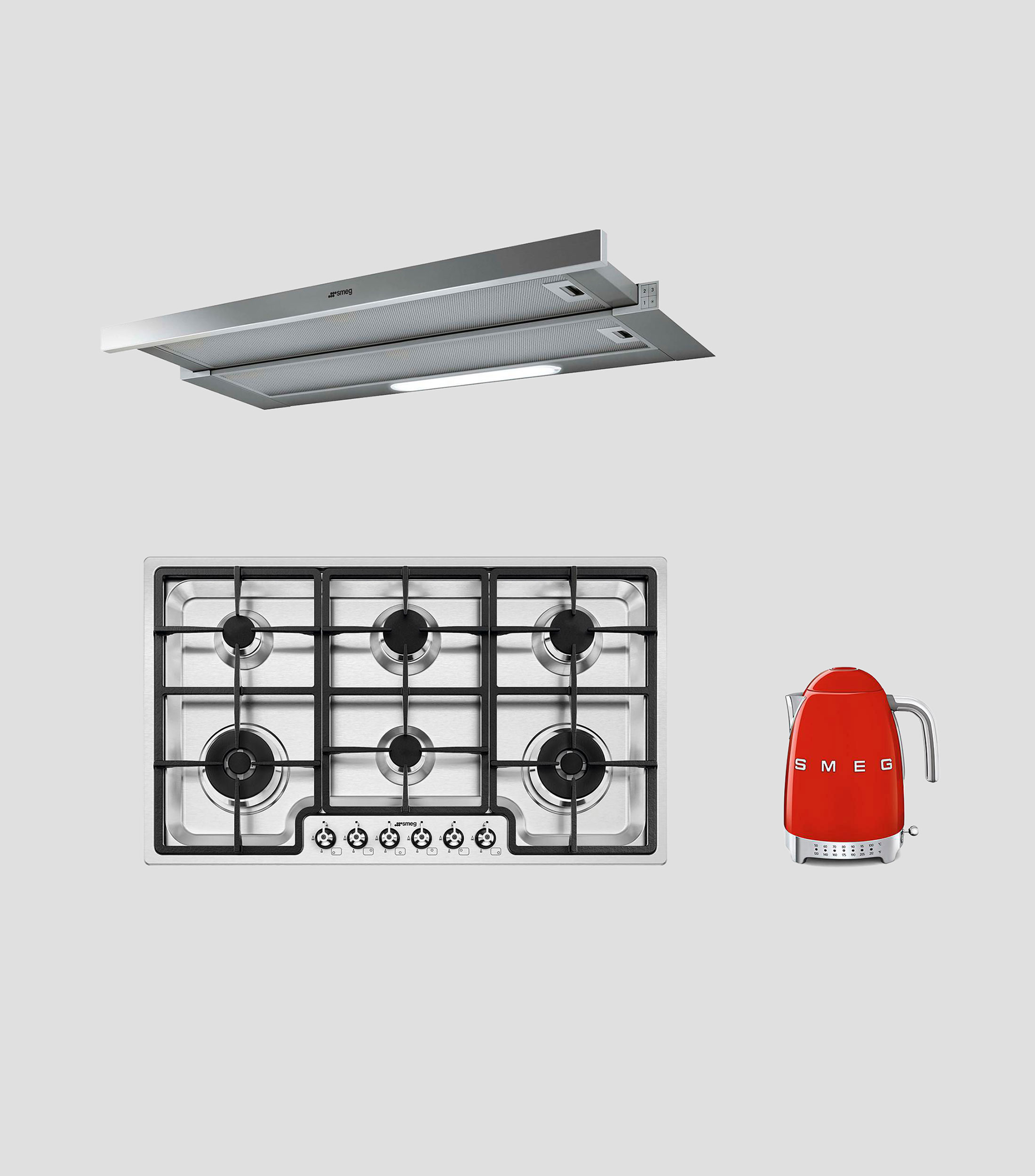 Set parrilla 6 quemadores, campana y hervidor
