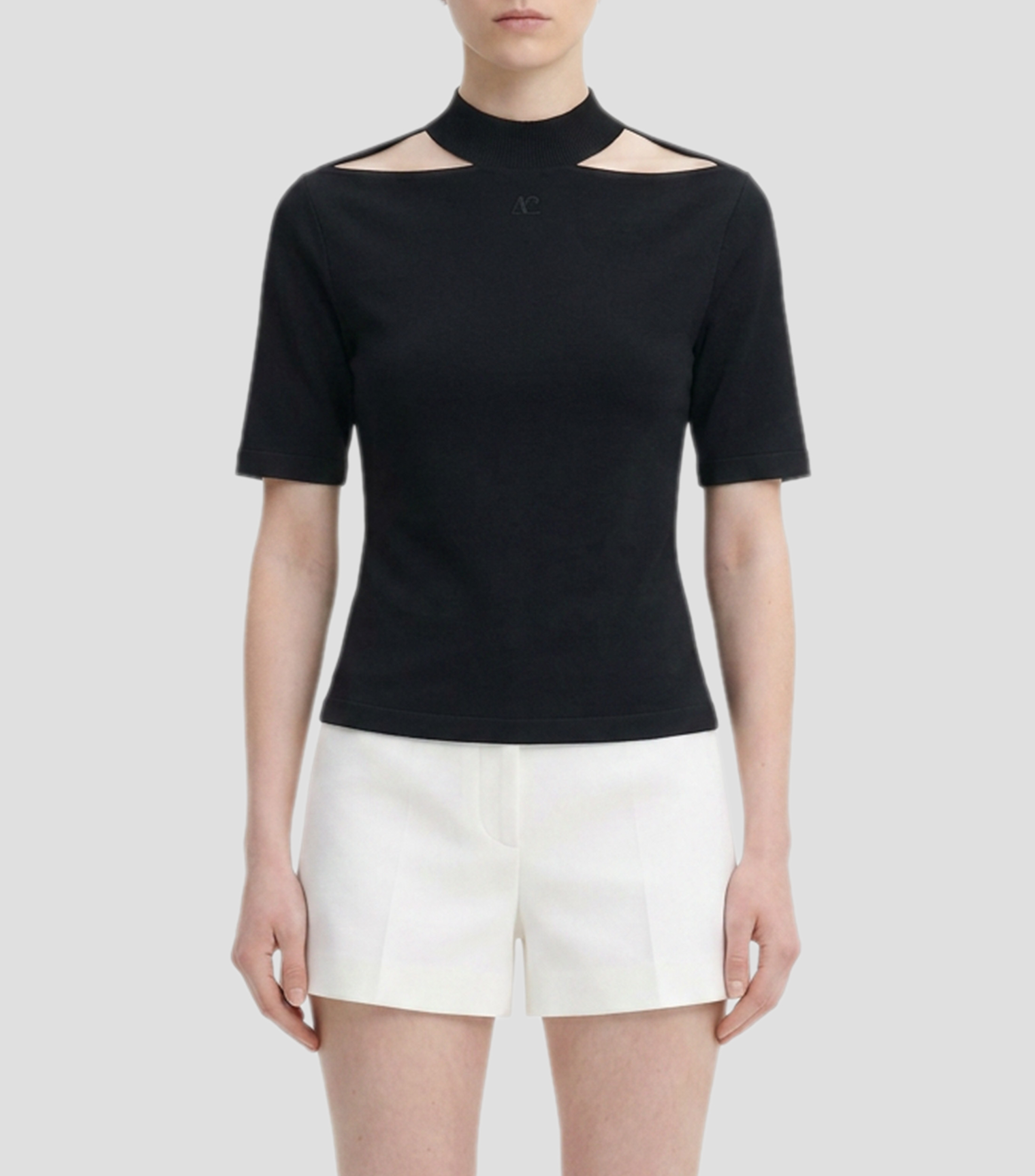 Playera cuello redondo manga corta lisa Mujer