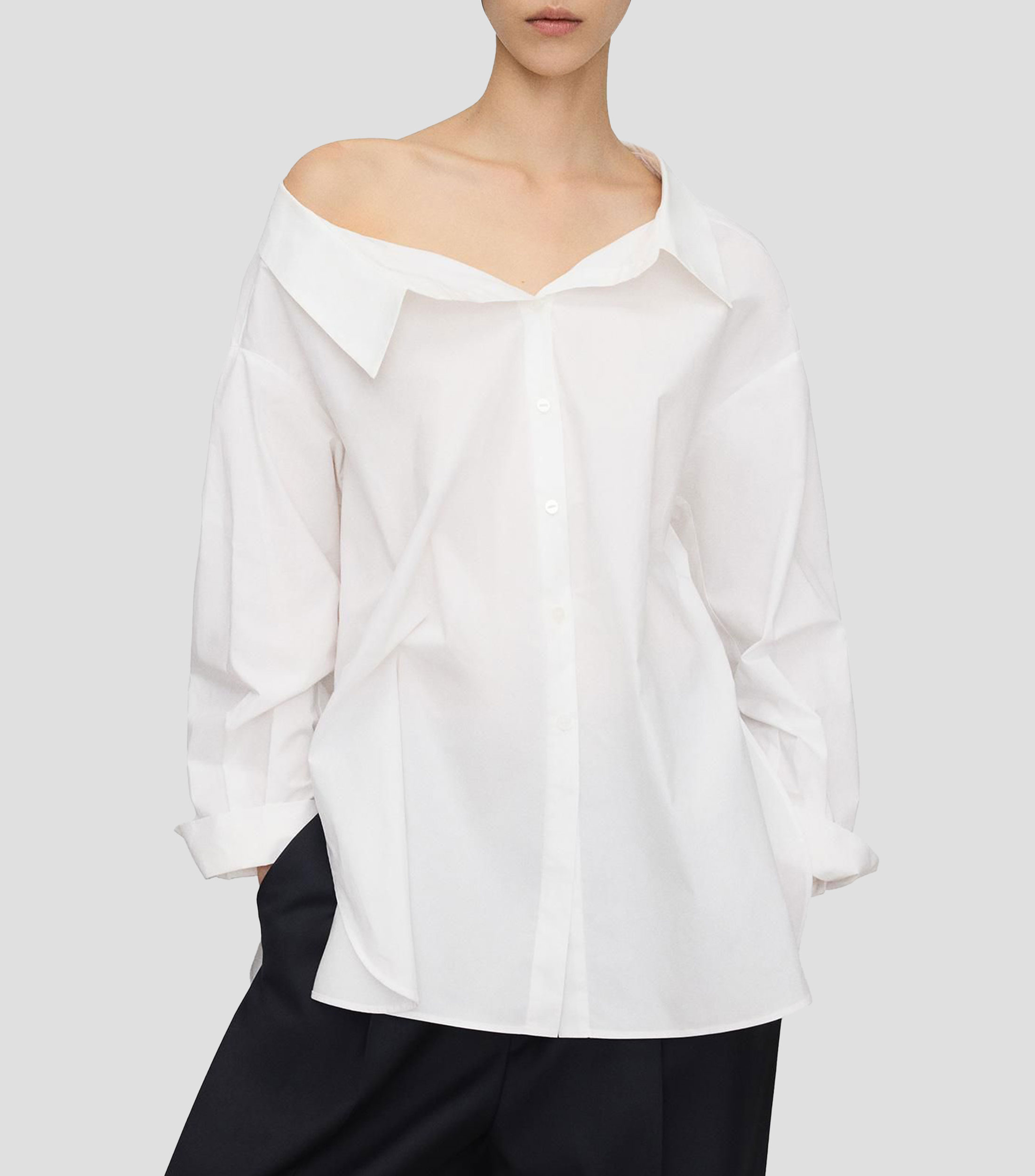 Camisa lisa manga larga Mujer