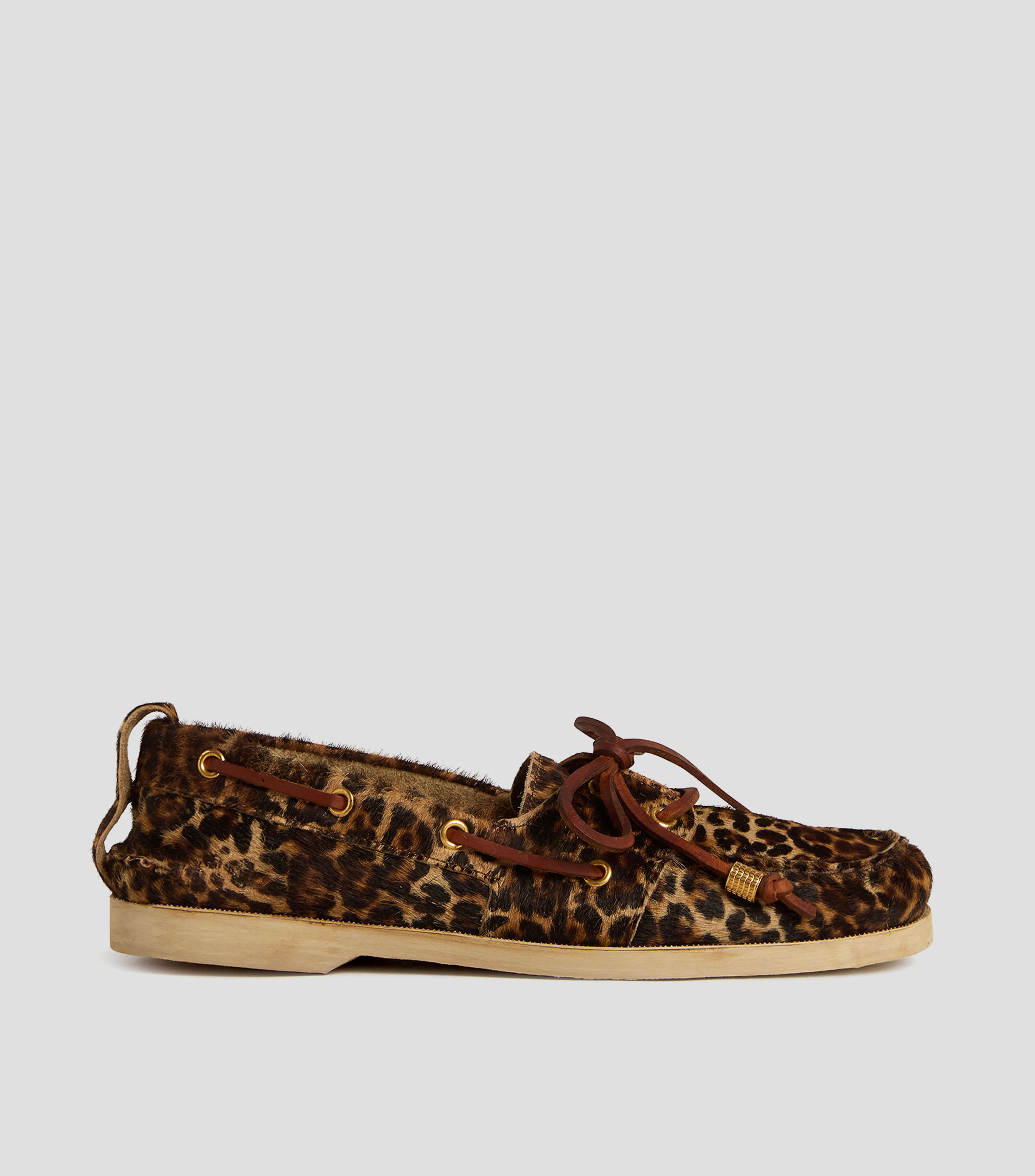 Mocasines en piel animalprint Mujer