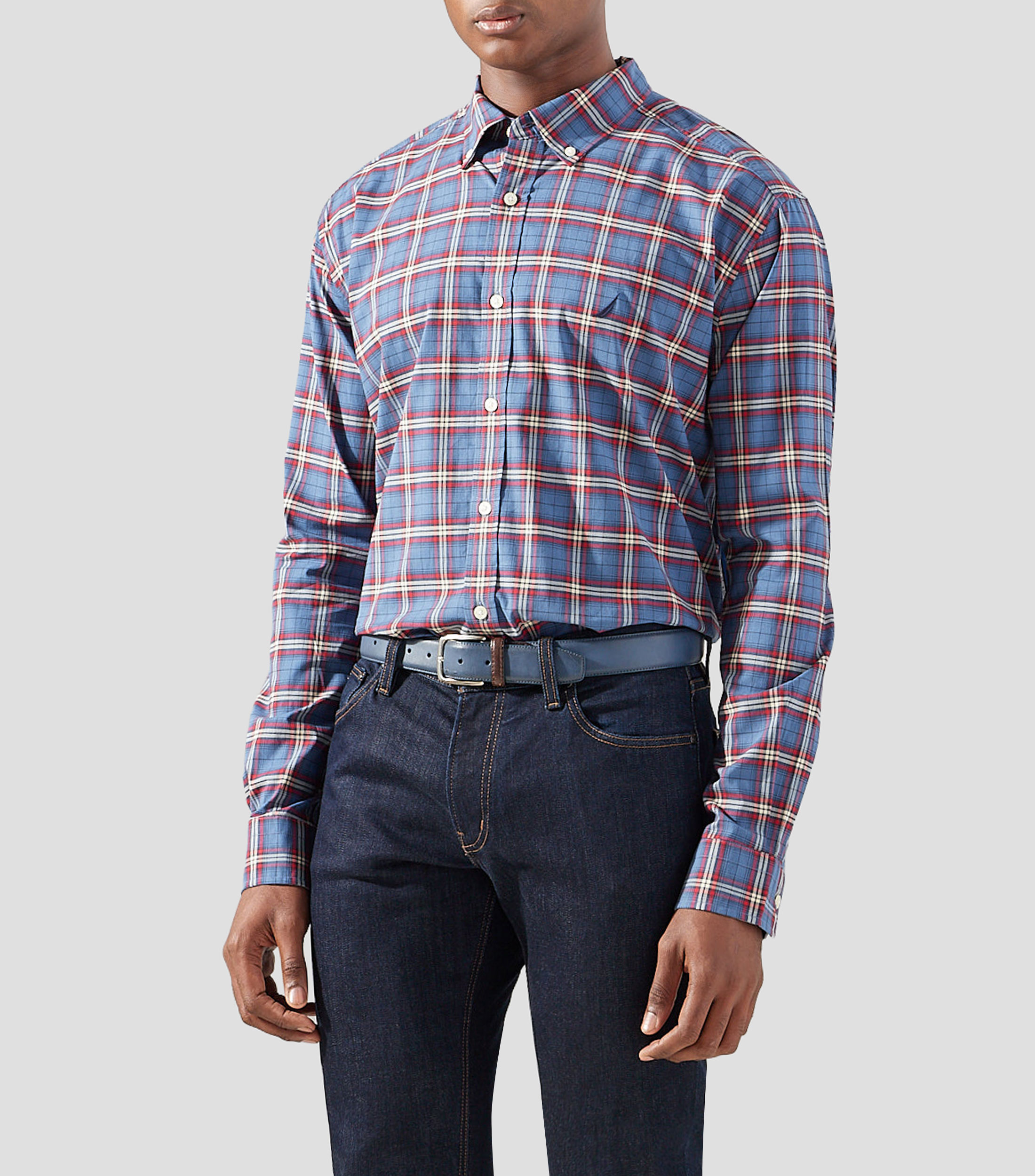 Camisa con cuadros manga larga Hombre