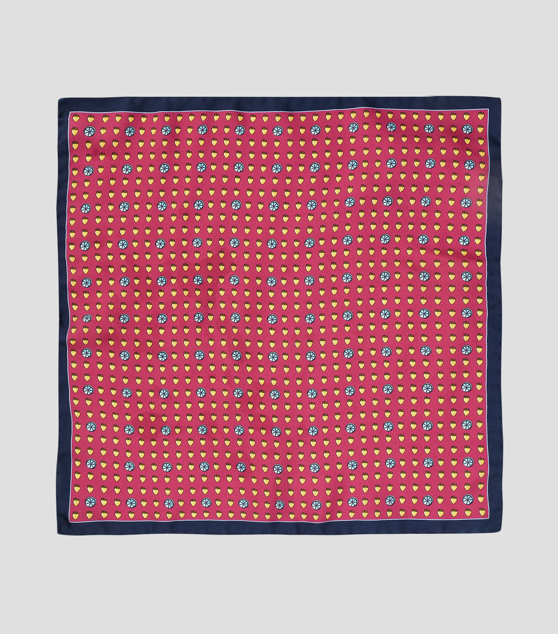 Pañuelo en seda rosa con azul estampado Hombre