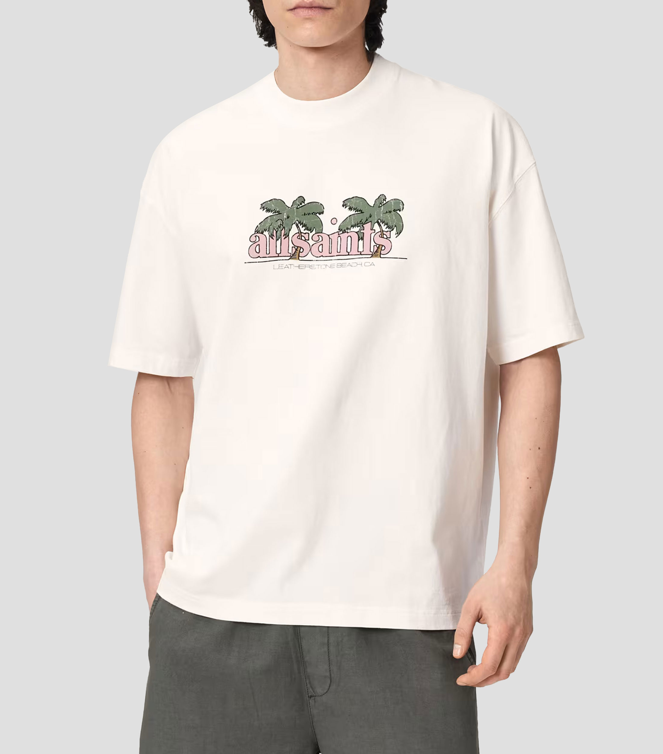 Playera cuello redondo manga corta con estampado Hombre