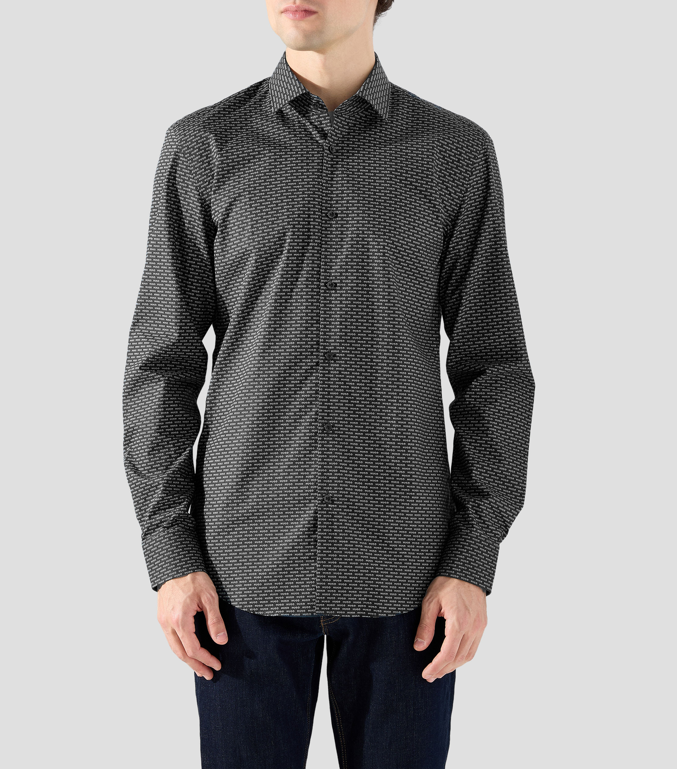 Camisa con estampado manga larga Hombre