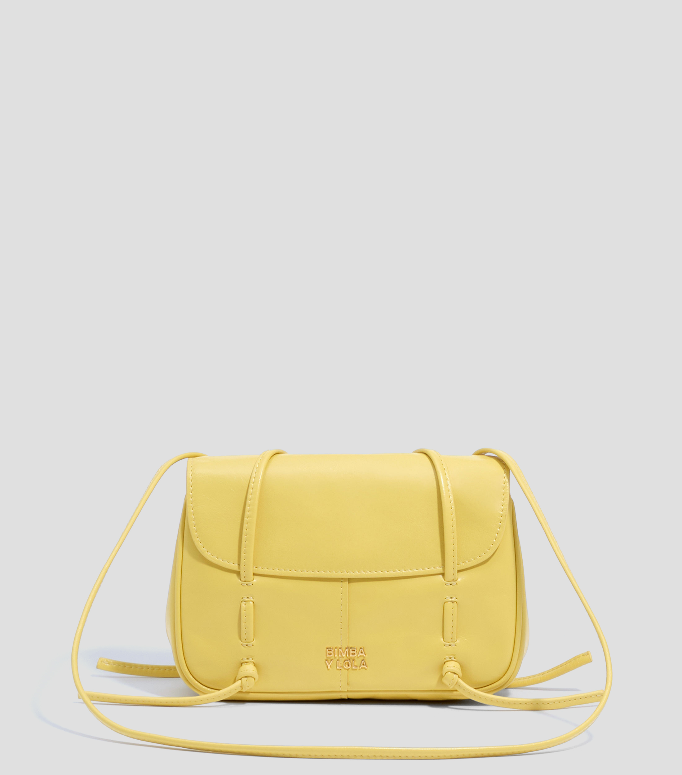 Bolsa crossbody amarilla en piel lisa Mujer