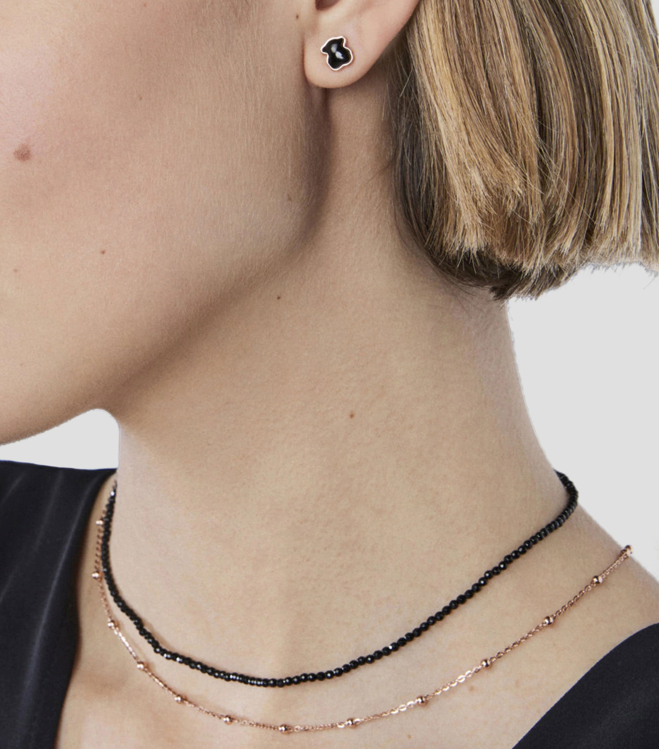 Aretes en Plata .925 Motif con ónix Mujer