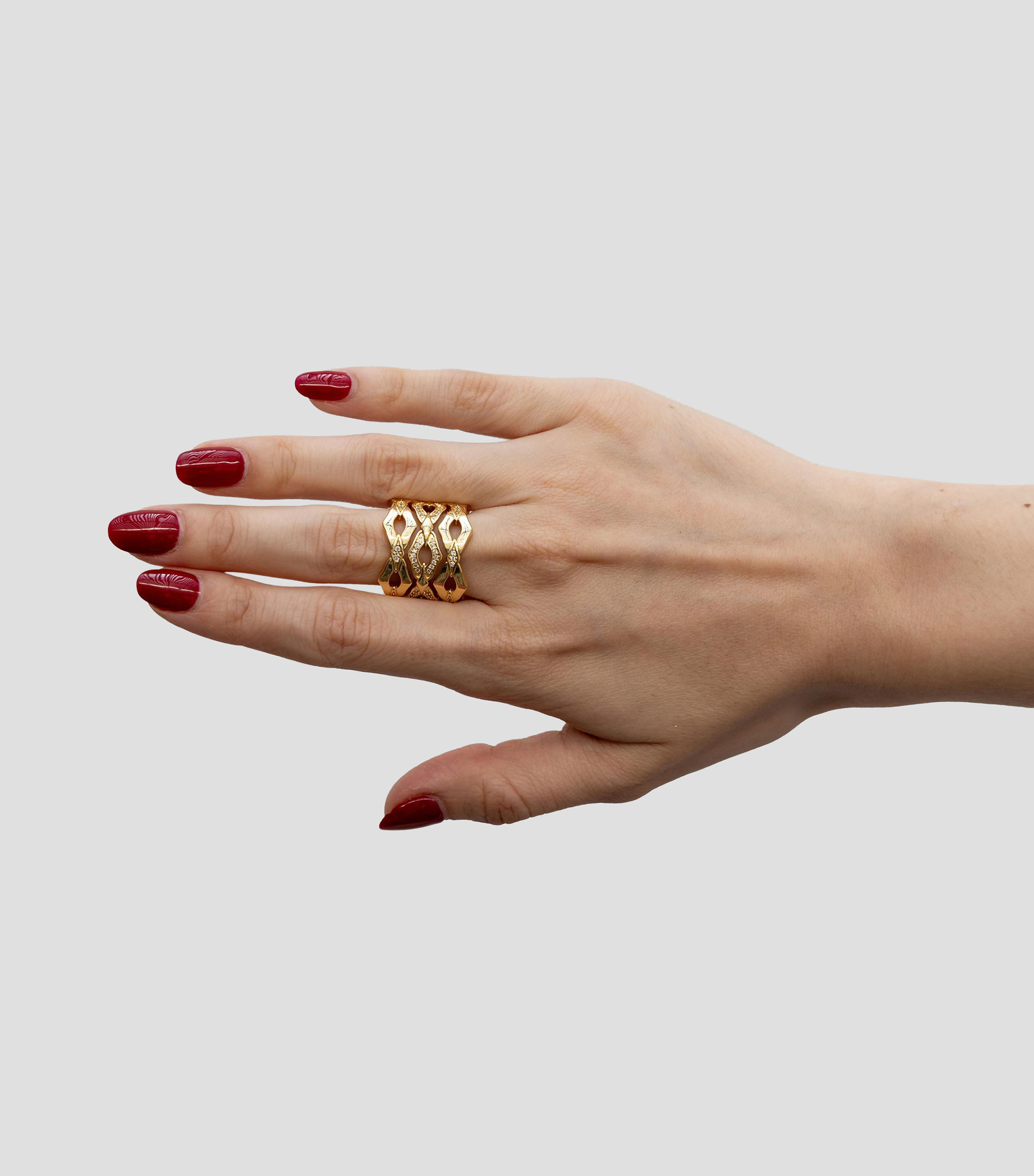 Anillo triple con circonia Mujer