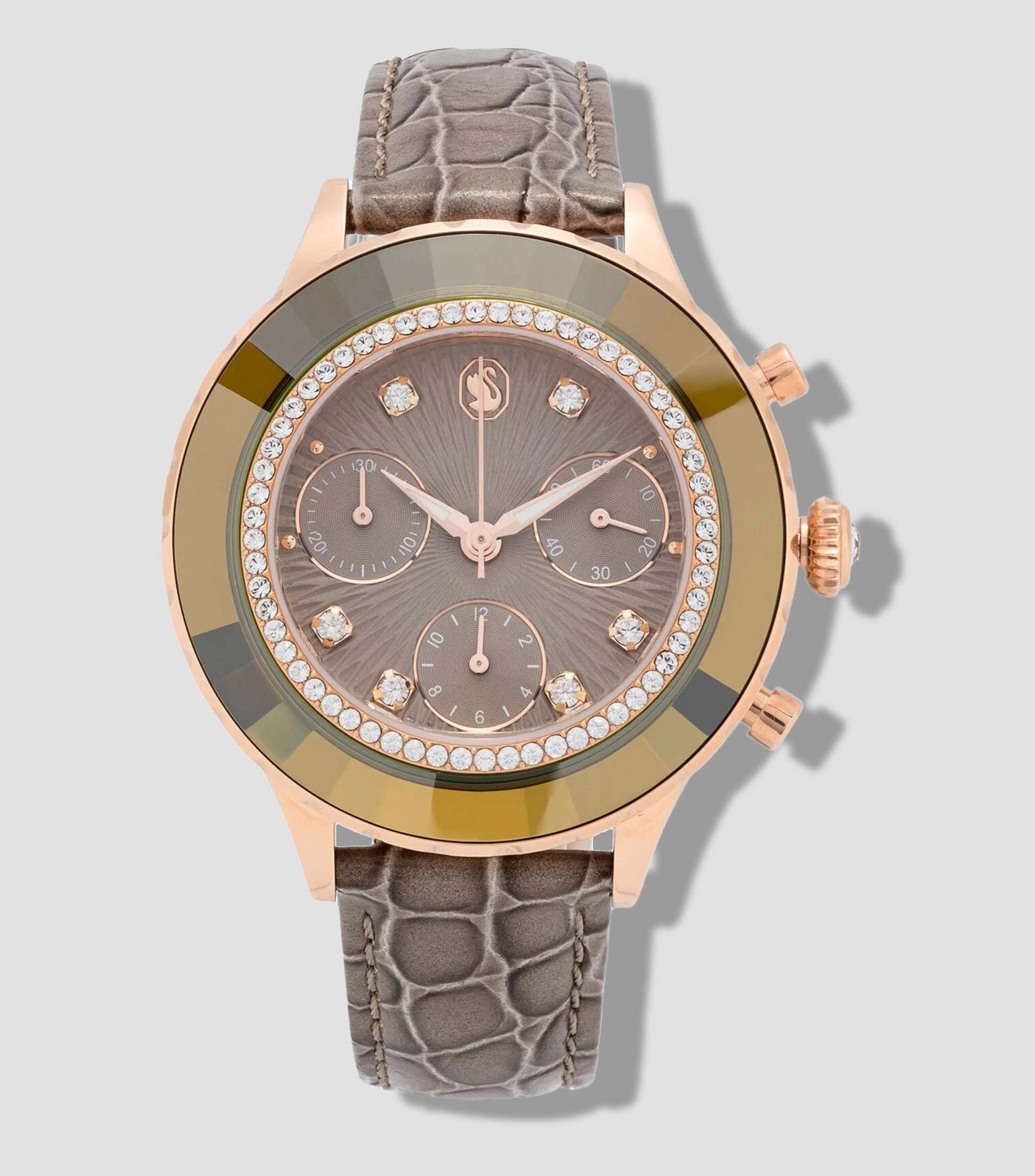 Reloj Unisex Octea Chrono de vestir Marron, Oro Rosa