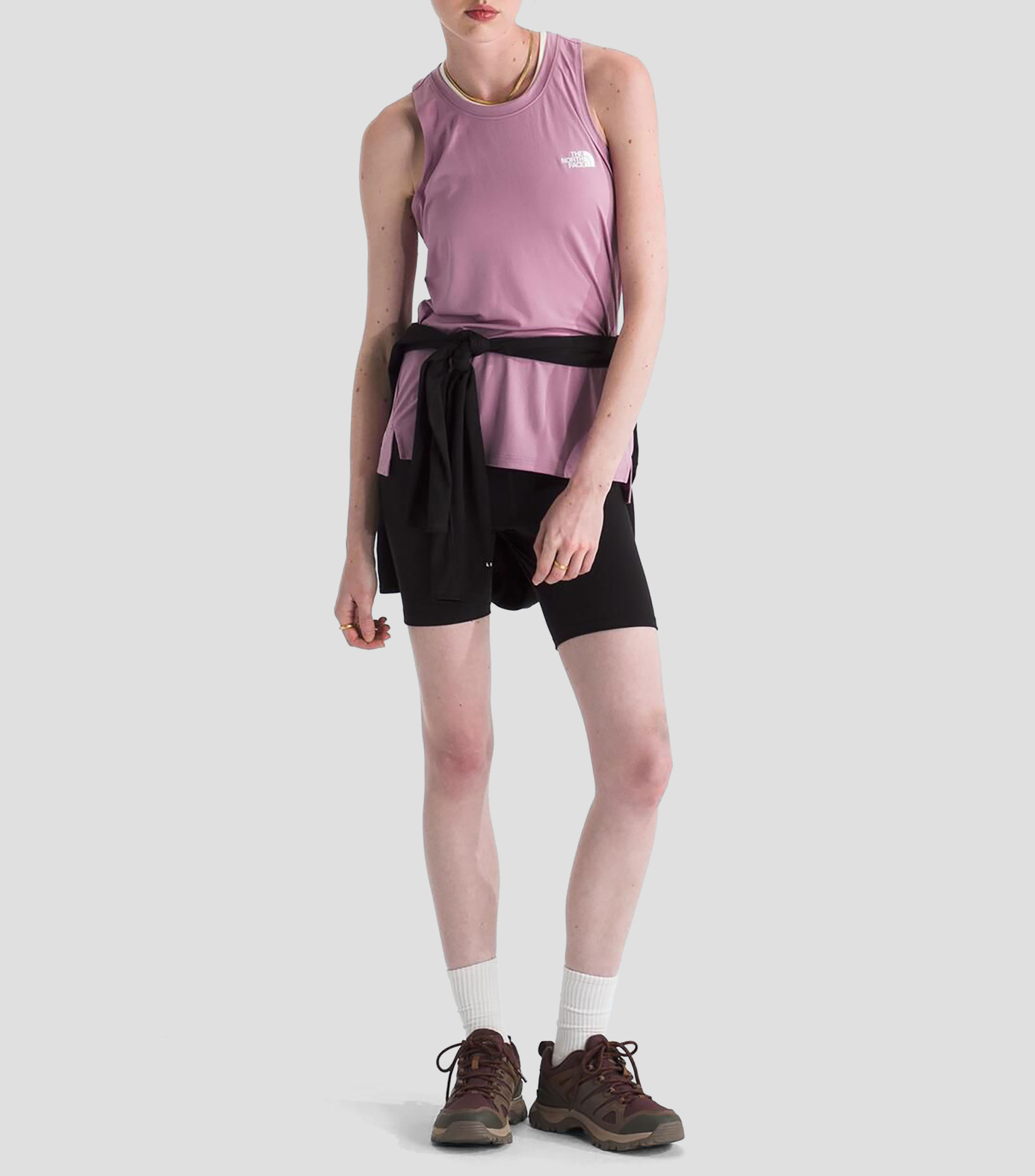 Tank top para entrenamiento Flex cuello redondo sin mangas lisa Mujer