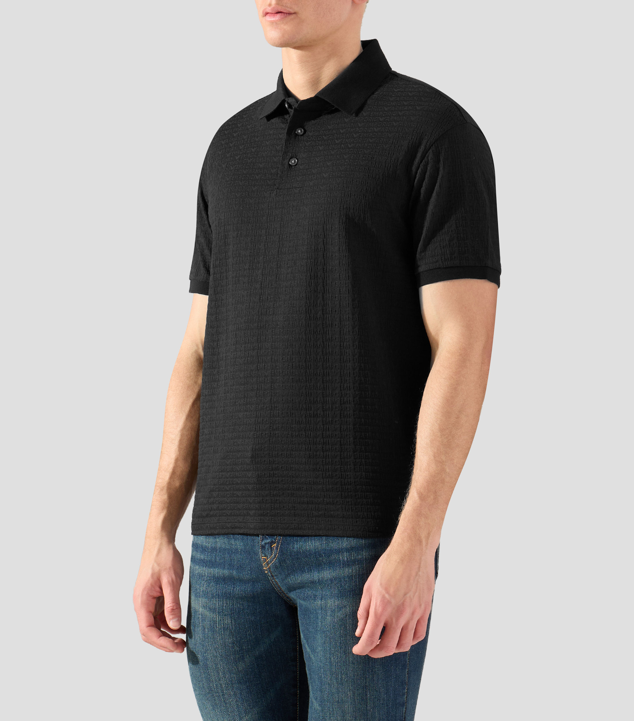 Playera tipo polo con manga corta y jacquard Hombre
