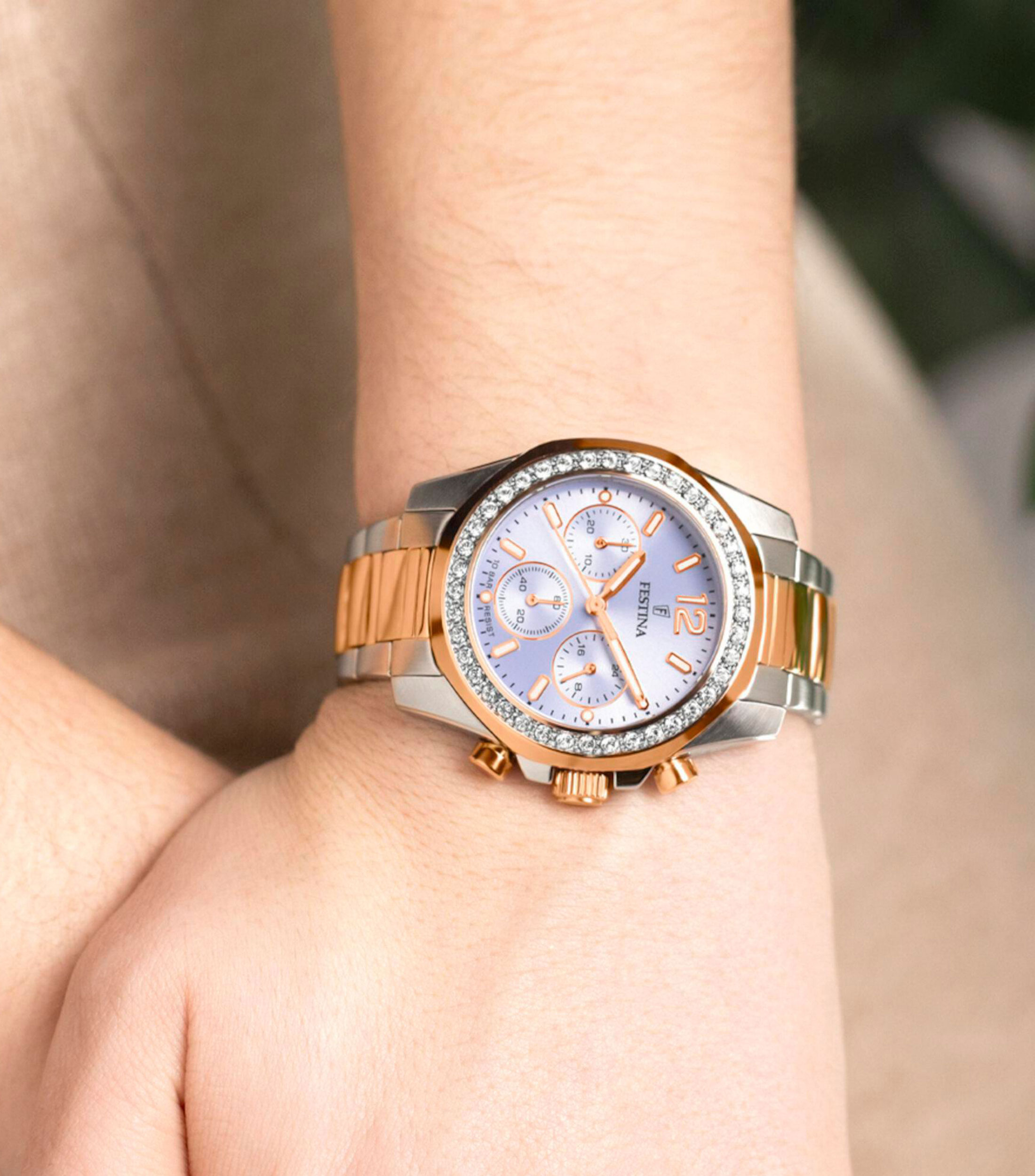 Reloj para Mujer Boyfriend Rainbow casual plateado, dorado