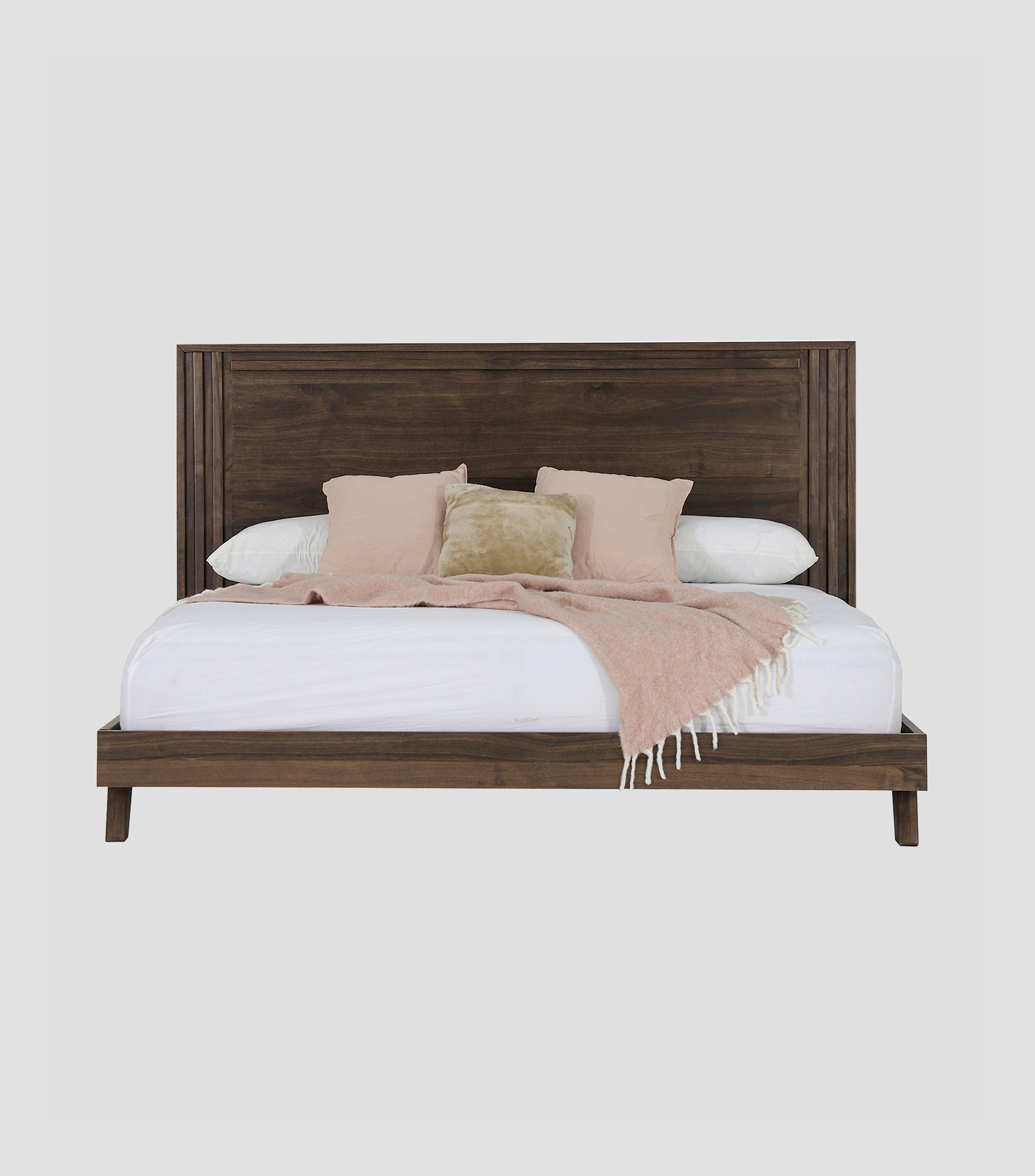 Cama King Size Tribeca en chapa de nogal