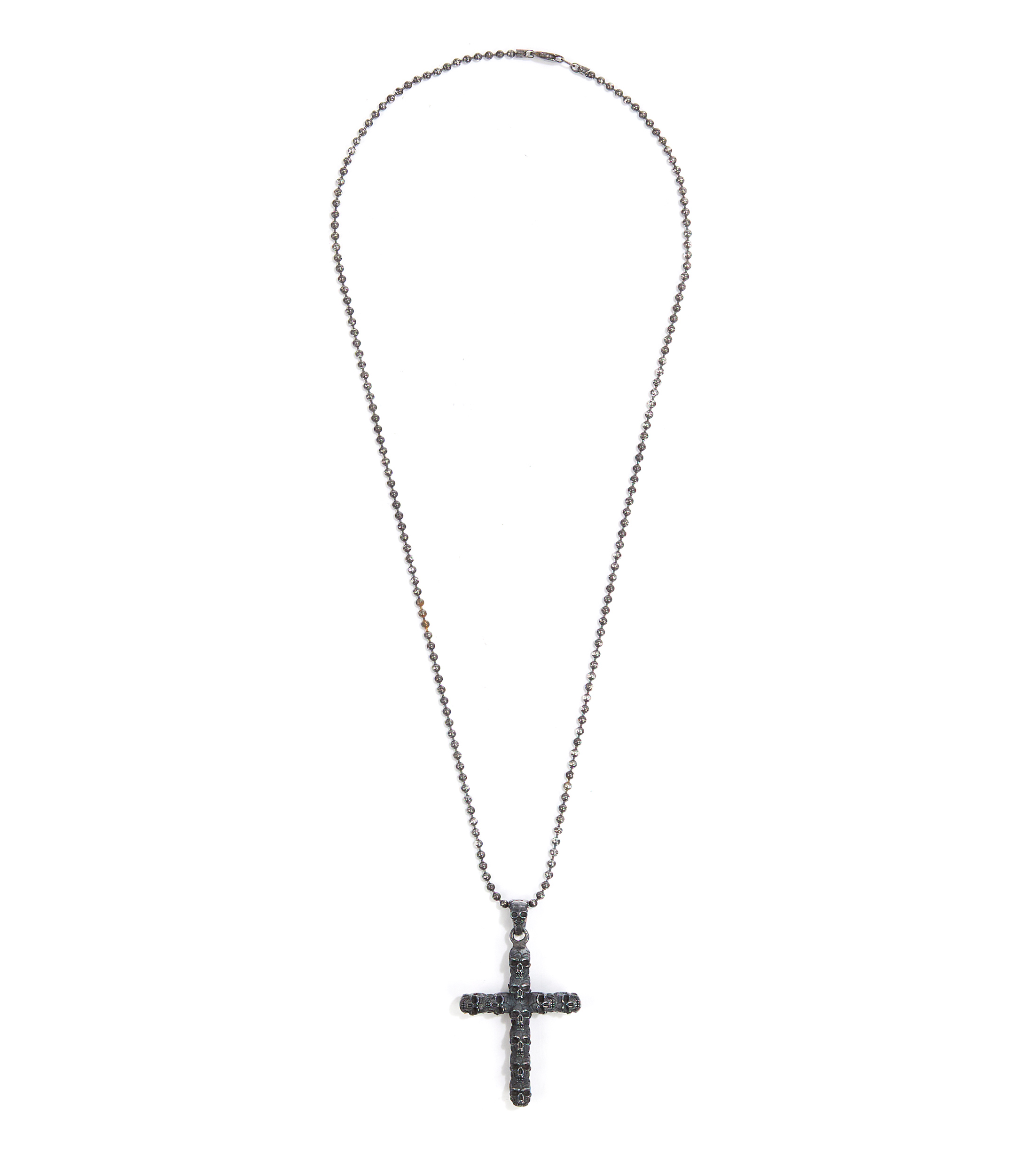 Dije Skrull Cross en plata .925 Hombre