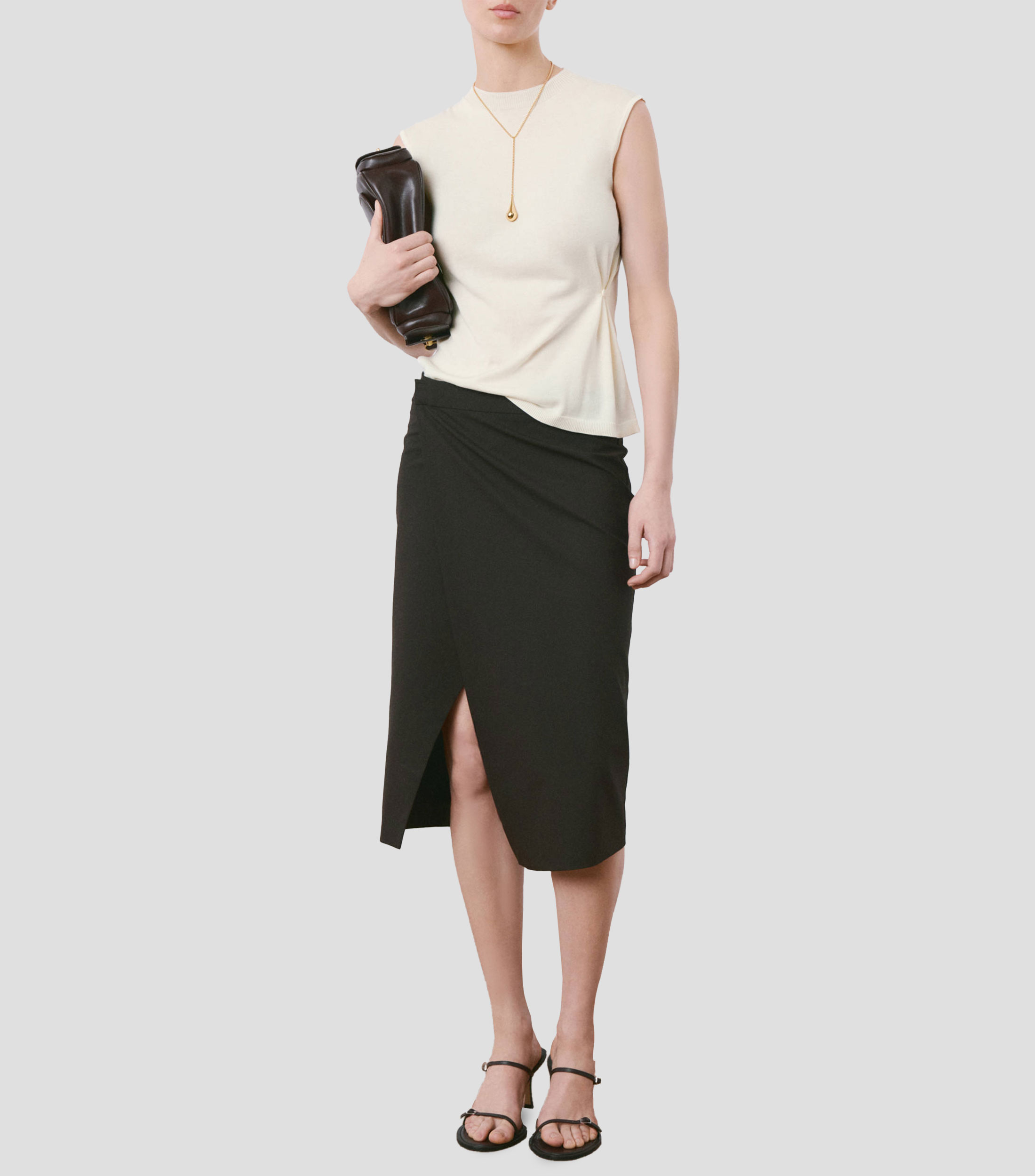 Top cuello redondo sin mangas liso Mujer