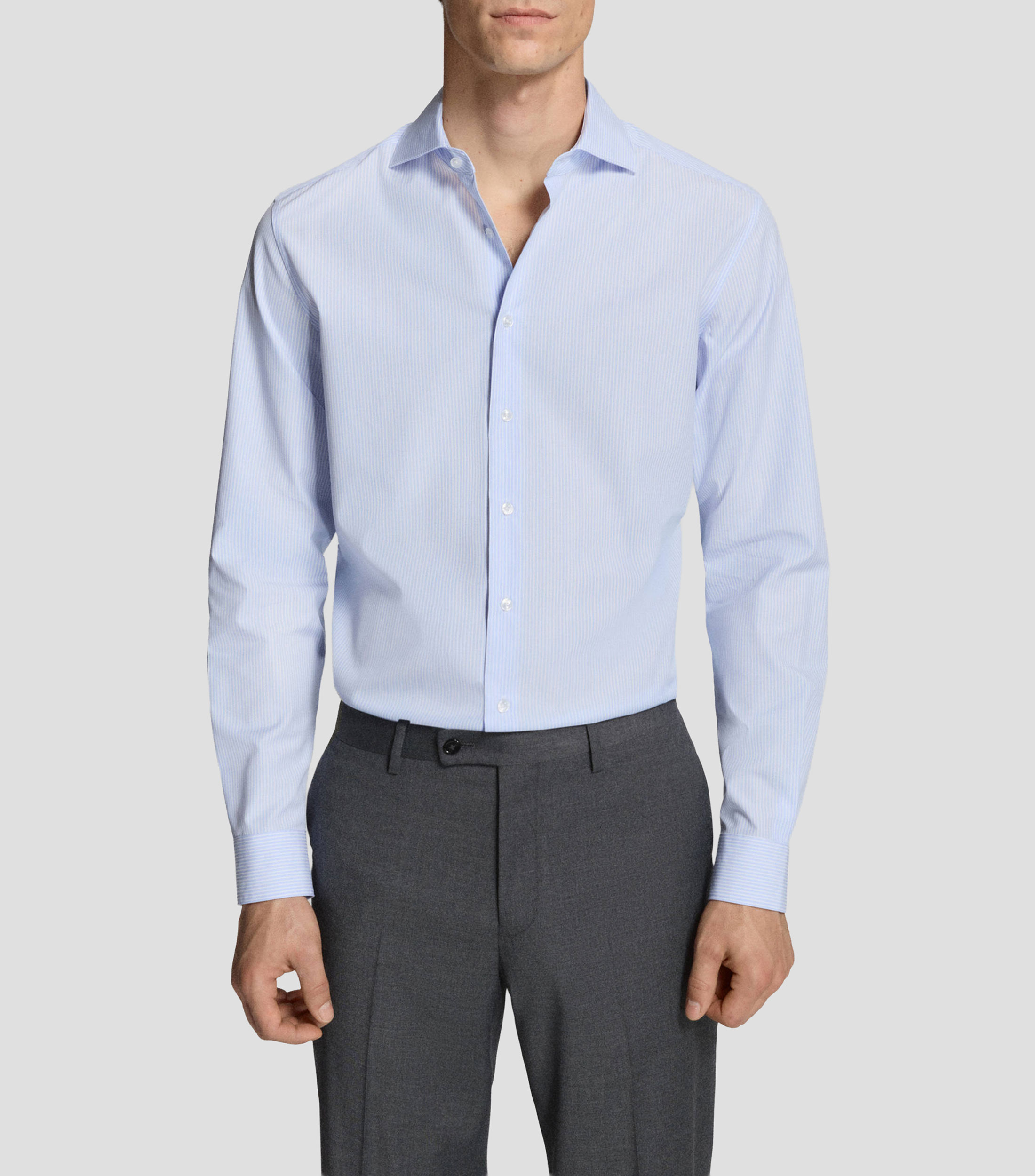 Camisa manga larga con rayas Hombre
