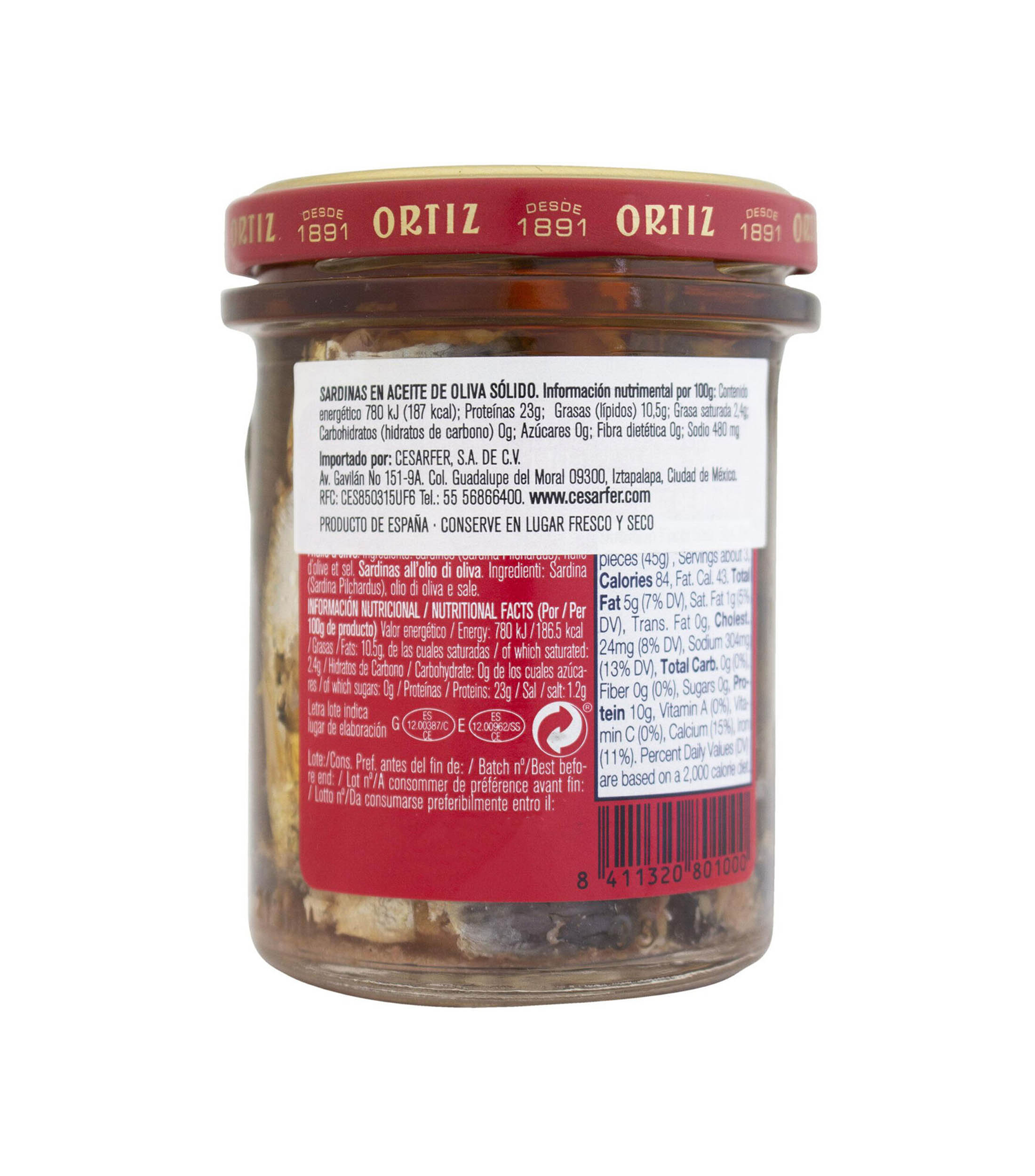 Sardinas en Aceite de Oliva, 190 g