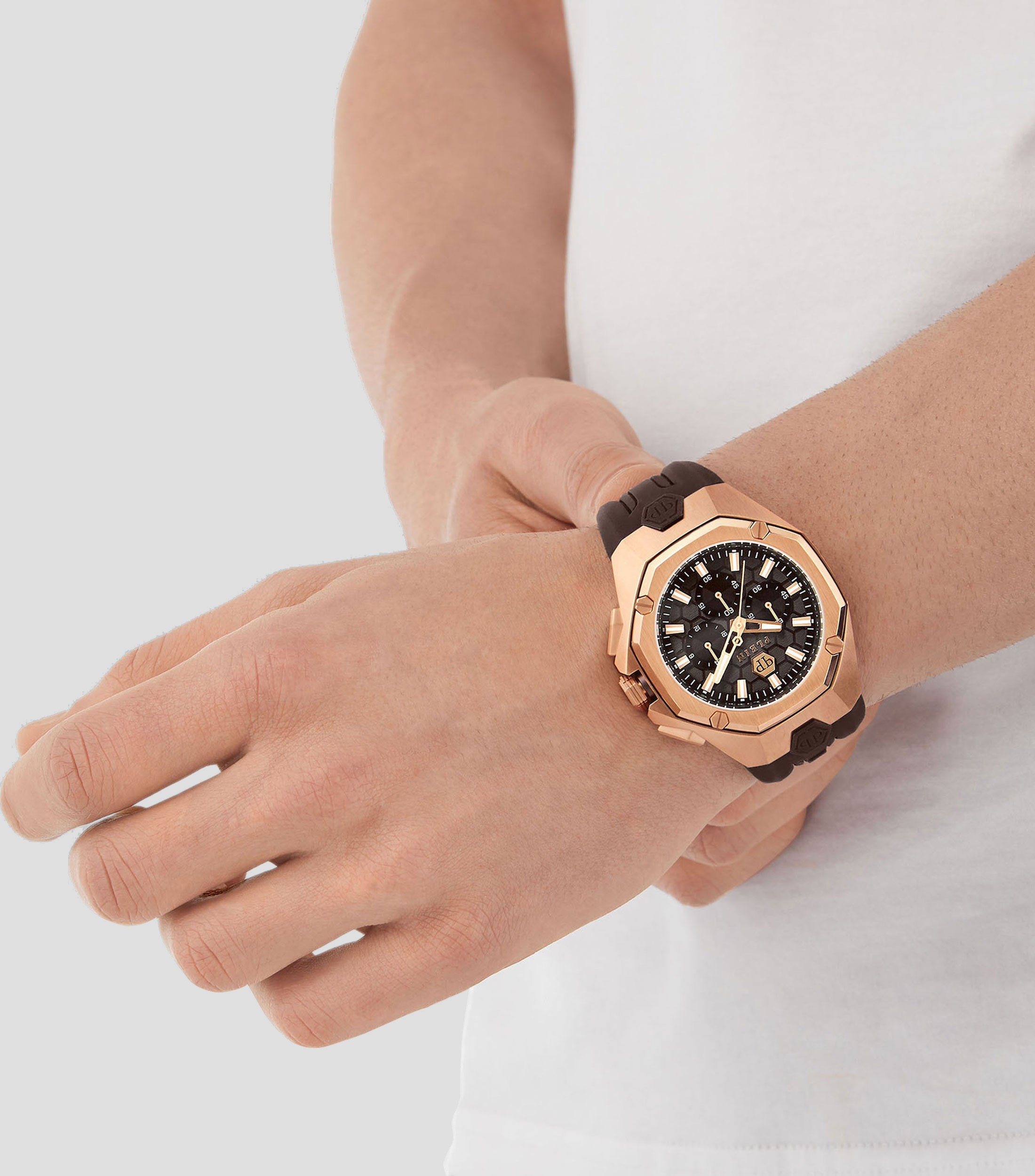 Reloj para Hombre Octagon casual tono oro rosa