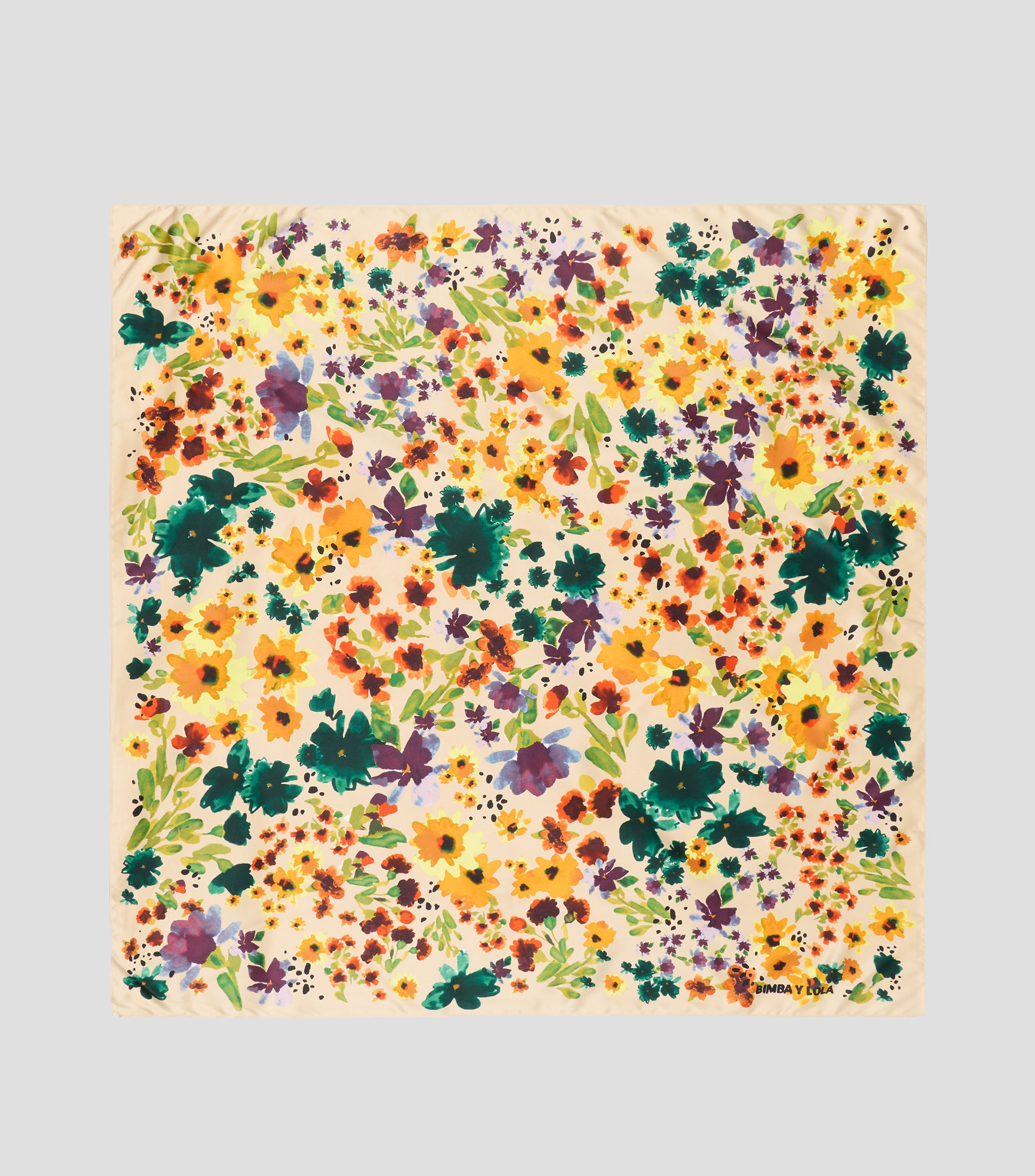 Pañuelo arena estampado flores acuarela Mujer