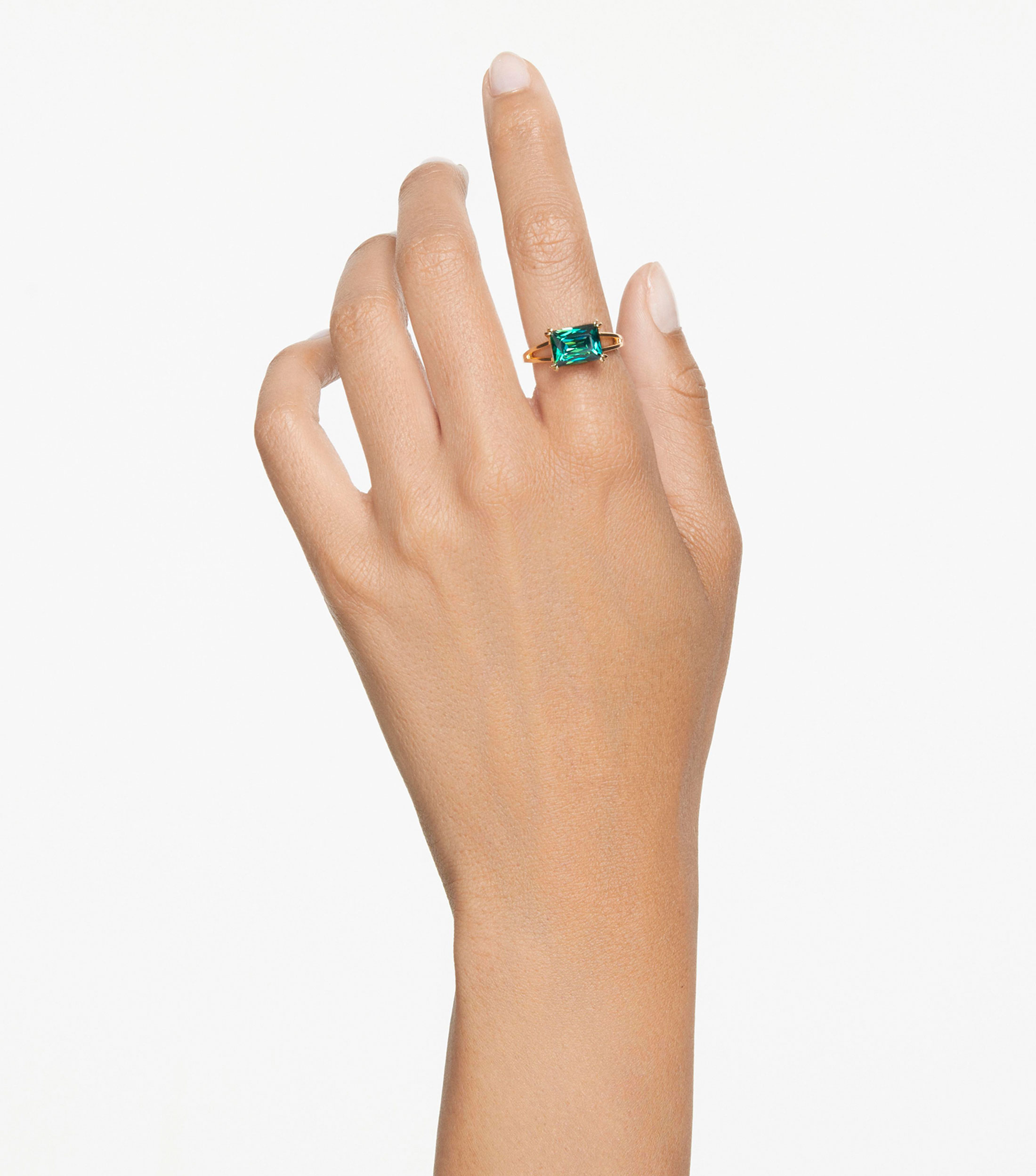 Anillo de Coctel Matrix con Circonita, Talla Rectangular, Verde, Mujer