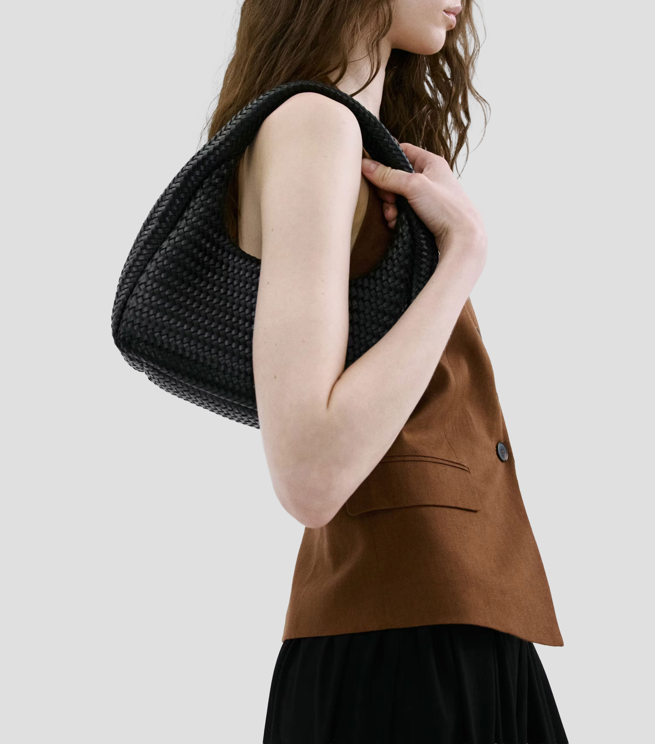 Bolsa shoulder trenzada lisa Mujer