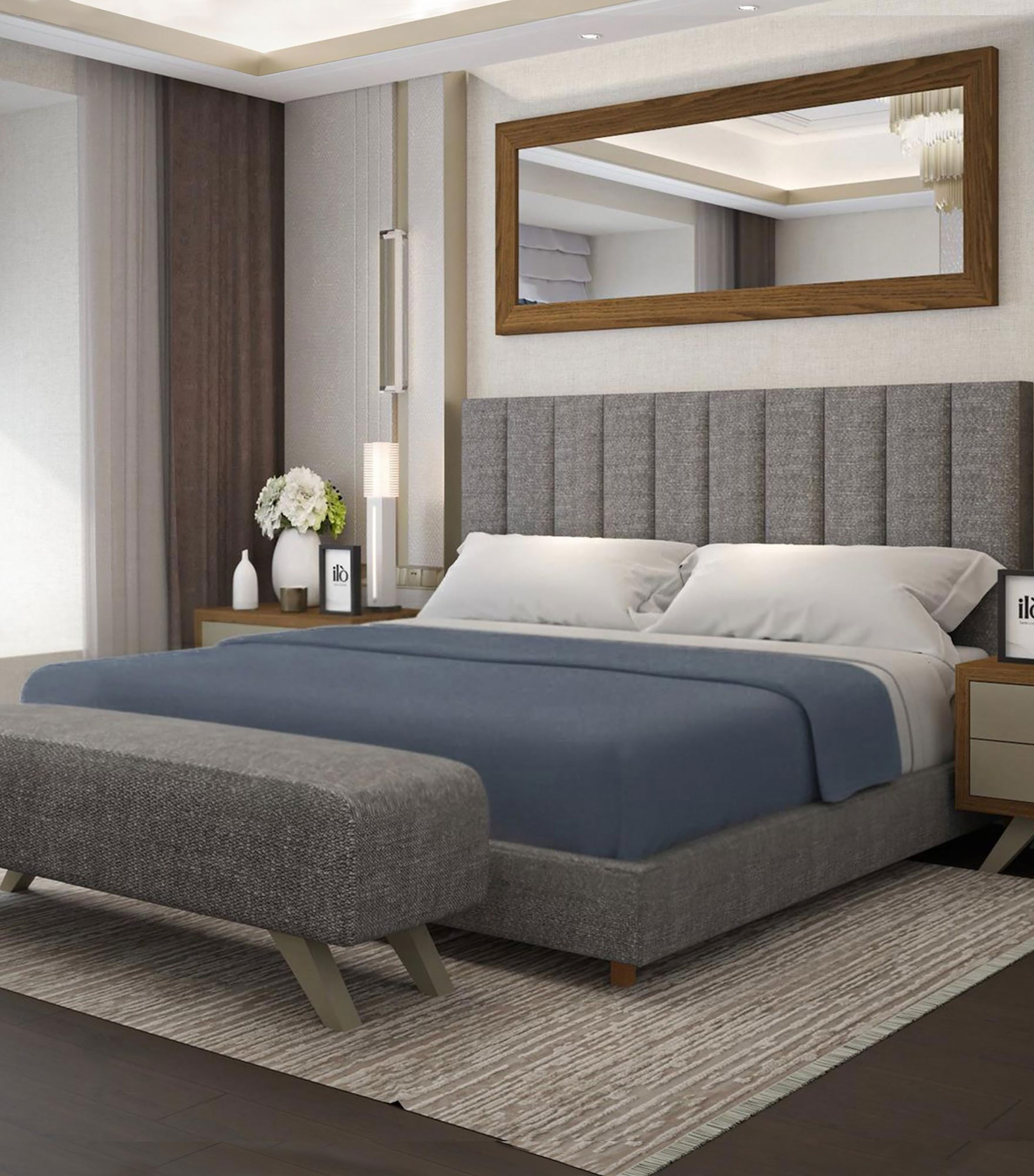 Cama King Size Old Canvas grafito en madera