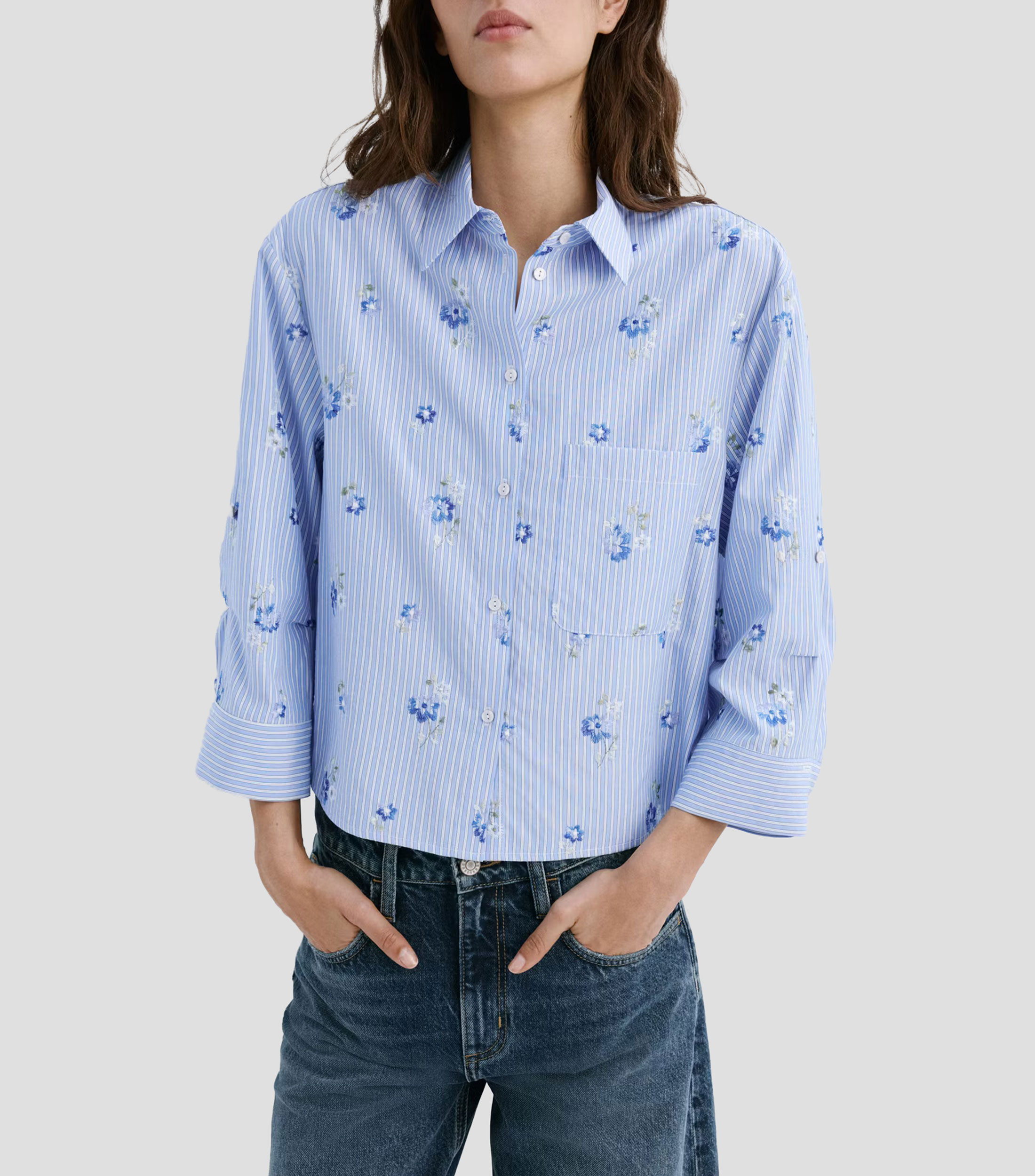 Camisa de rayas manga larga Mujer