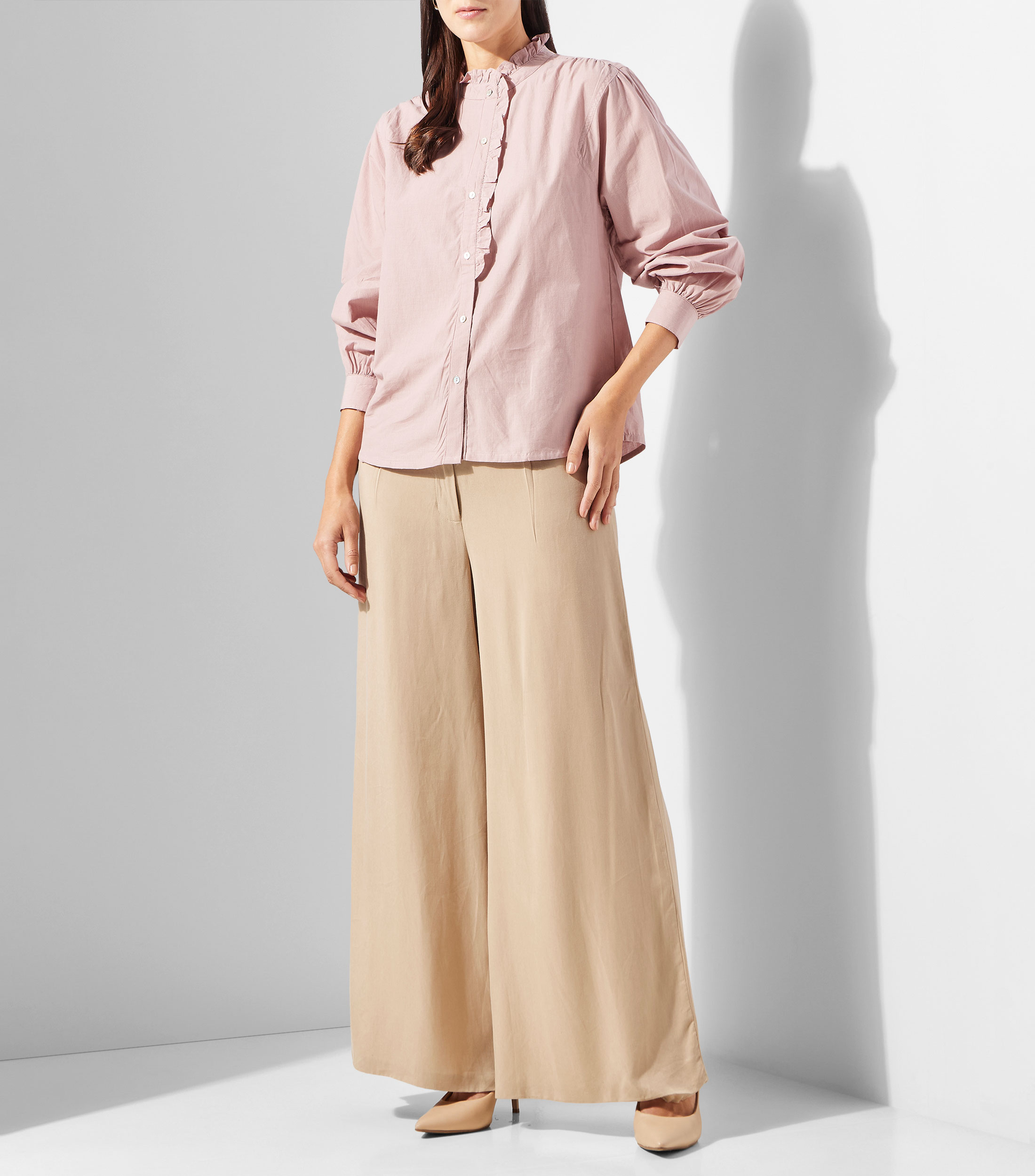 Camisa con líneas manga larga Mujer
