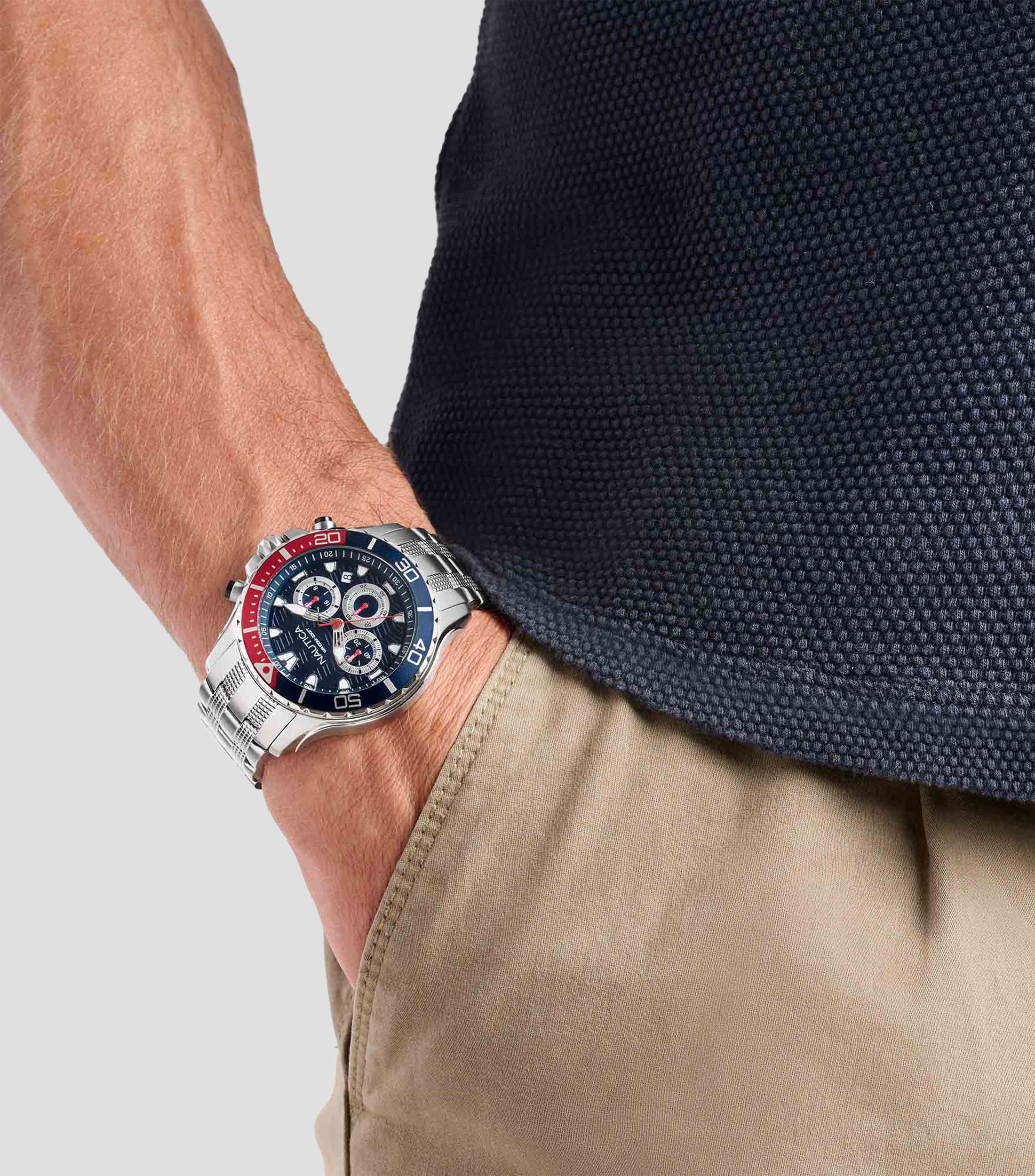 Reloj para Hombre Crono Casual Azul, Plateado