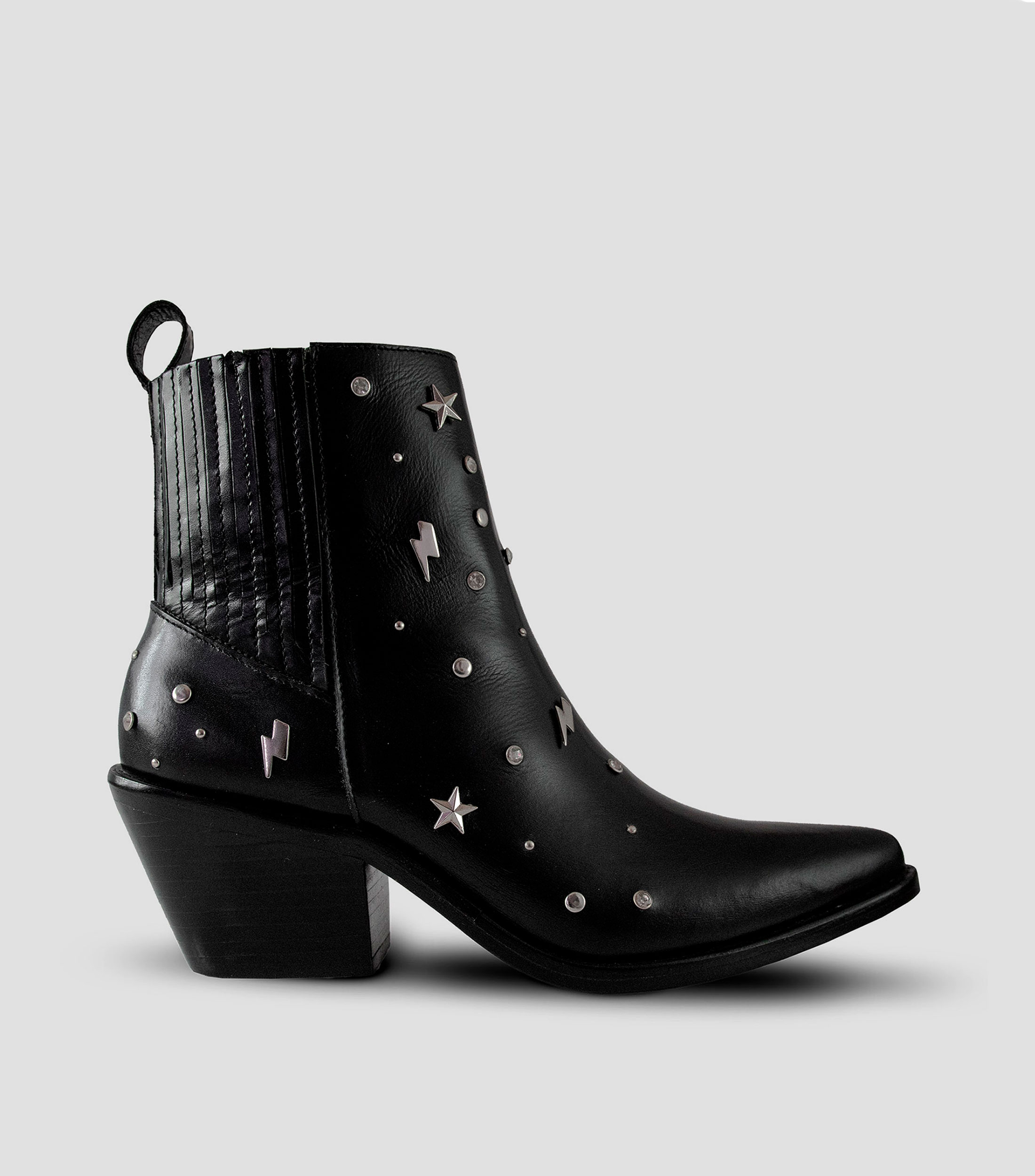 Botines en Piel con Tacón Medio Ancho Mujer