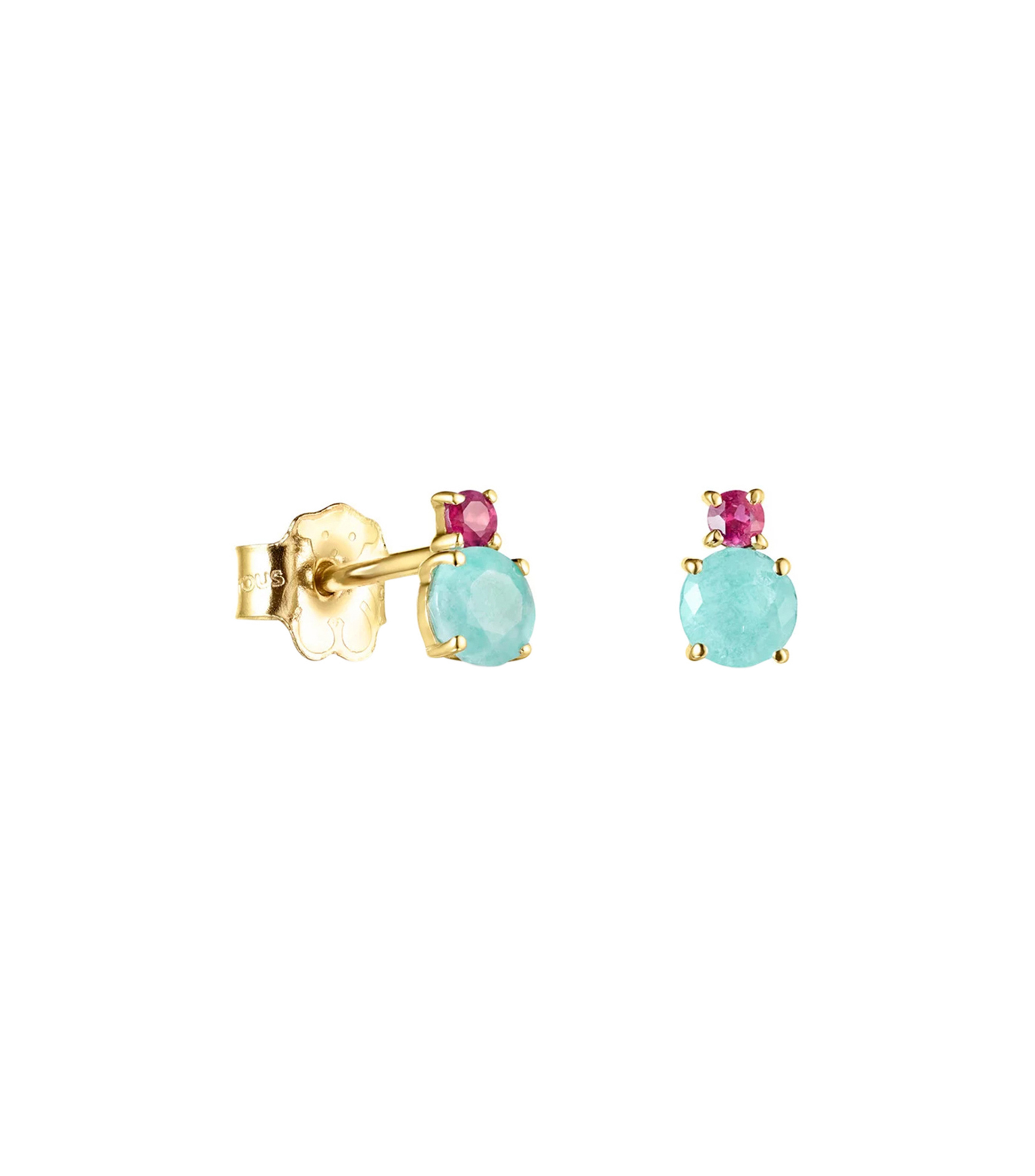 Aretes en Oro amarillo 18 Kilates Mini Ivette con gemas Mujer