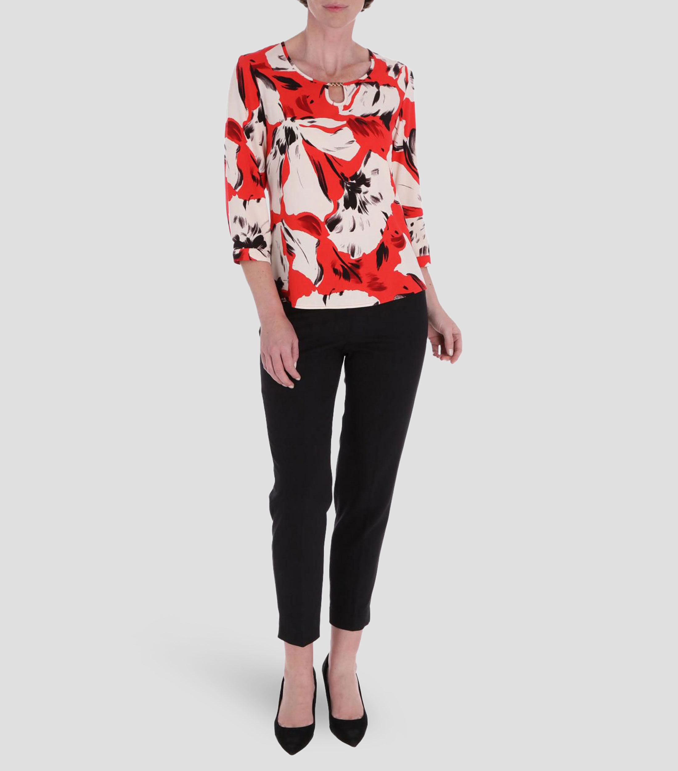 Blusa estampada manga 3/4 Línea Petite Mujer