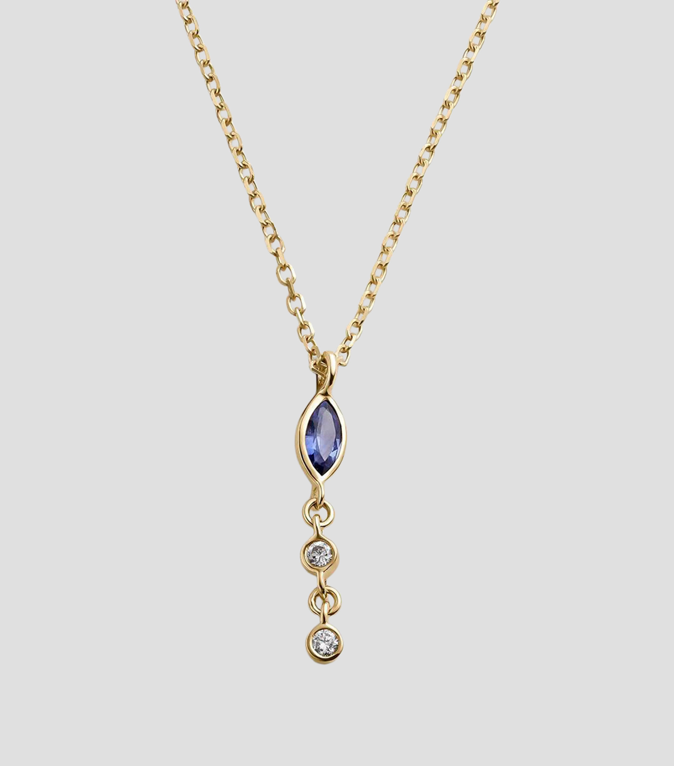 Collar en oro amarillo de 9 kilates con zafiro azul y diamantes Great Three Mujer